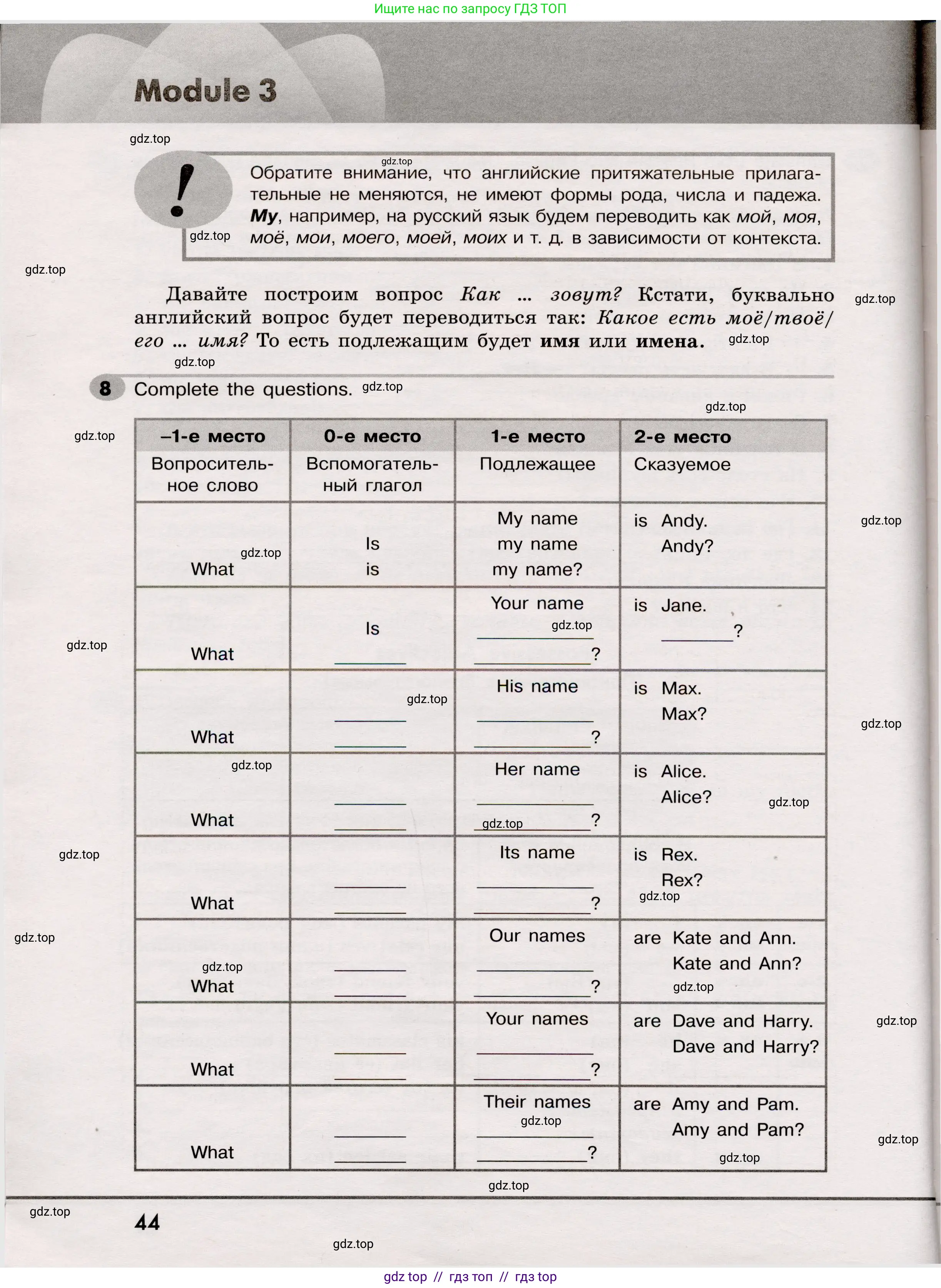 Английский язык (english), 5 класс Грамматический тренажёр, автор: Тимофеева Светлана Леонидовна, издательство Просвещение, Москва, 2023, оранжевого цвета, страница 44