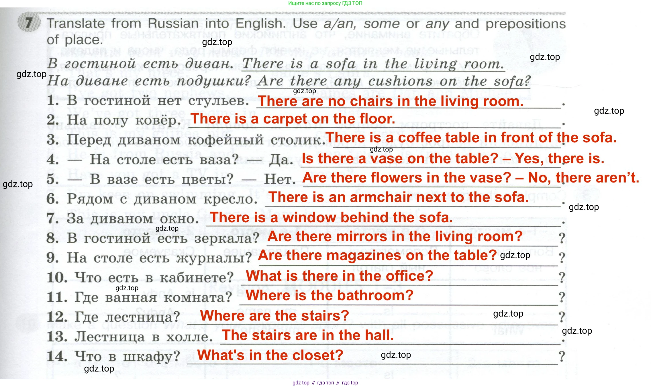 ГДЗ Английский язык (english), 5 класс Грамматический тренажёр, автор: Тимофеева Светлана Леонидовна, издательство Просвещение, Москва, 2023, оранжевого цвета, страница 43, номер 7, Решение 2 (2023-2027)
