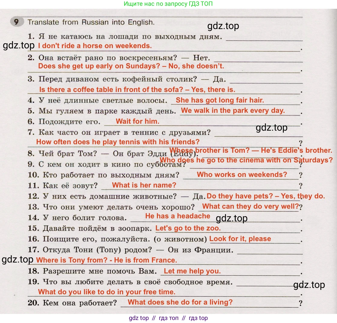 Английский язык (english), 5 класс Грамматический тренажёр, автор: Тимофеева Светлана Леонидовна, издательство Просвещение, Москва, 2023, оранжевого цвета, страница 69, номер 9, Решение 2 (2019-2022)