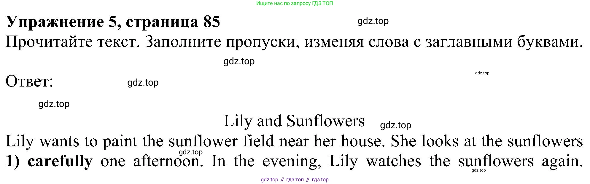 Английский язык (english), 5 класс Рабочая тетрадь (workbook), авторы: Ваулина Юлия Евгеньевна (Vaulina Julia), Дули Дженни (Dooley Jenny), Подоляко Ольга Евгеньевна (Podolyako Olga), Эванс Вирджиния (Evans Virginia), издательство Просвещение, Москва, 2023, жёлтого цвета, страница 85, номер 5, Решение 1 (2023-2027)