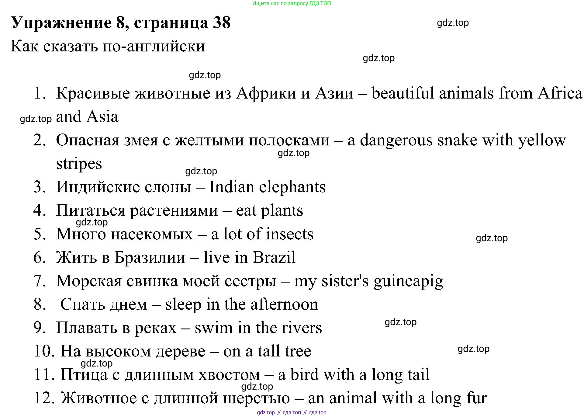 Английский язык (english), 5 класс Рабочая тетрадь (workbook), авторы: Ваулина Юлия Евгеньевна (Vaulina Julia), Дули Дженни (Dooley Jenny), Подоляко Ольга Евгеньевна (Podolyako Olga), Эванс Вирджиния (Evans Virginia), издательство Просвещение, Москва, 2023, жёлтого цвета, страница 38, номер 8, Решение 3 (2023-2027)