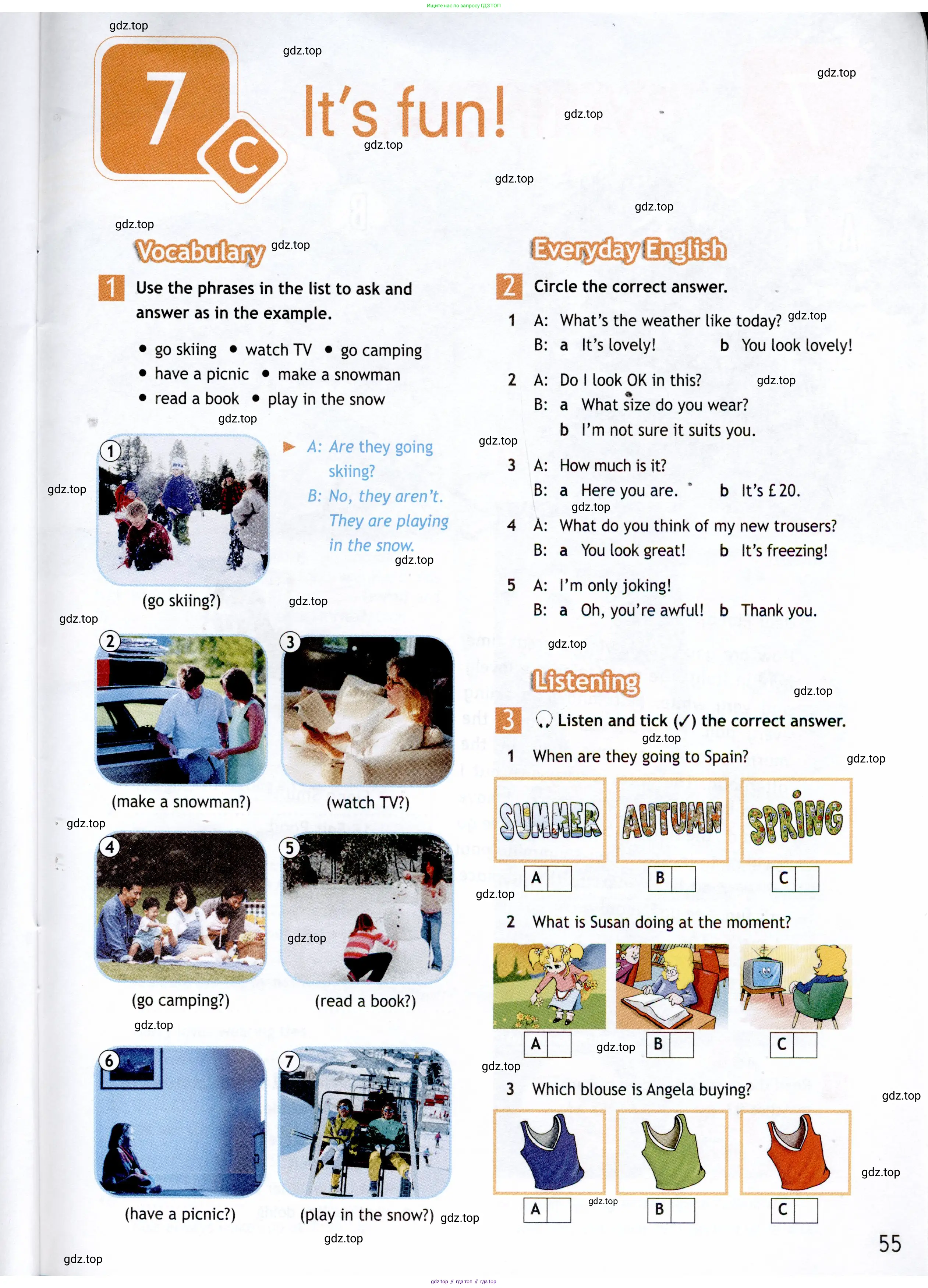 Английский язык (english), 5 класс Рабочая тетрадь (workbook), авторы: Ваулина Юлия Евгеньевна (Vaulina Julia), Дули Дженни (Dooley Jenny), Подоляко Ольга Евгеньевна (Podolyako Olga), Эванс Вирджиния (Evans Virginia), издательство Просвещение, Москва, 2023, жёлтого цвета, страница 55