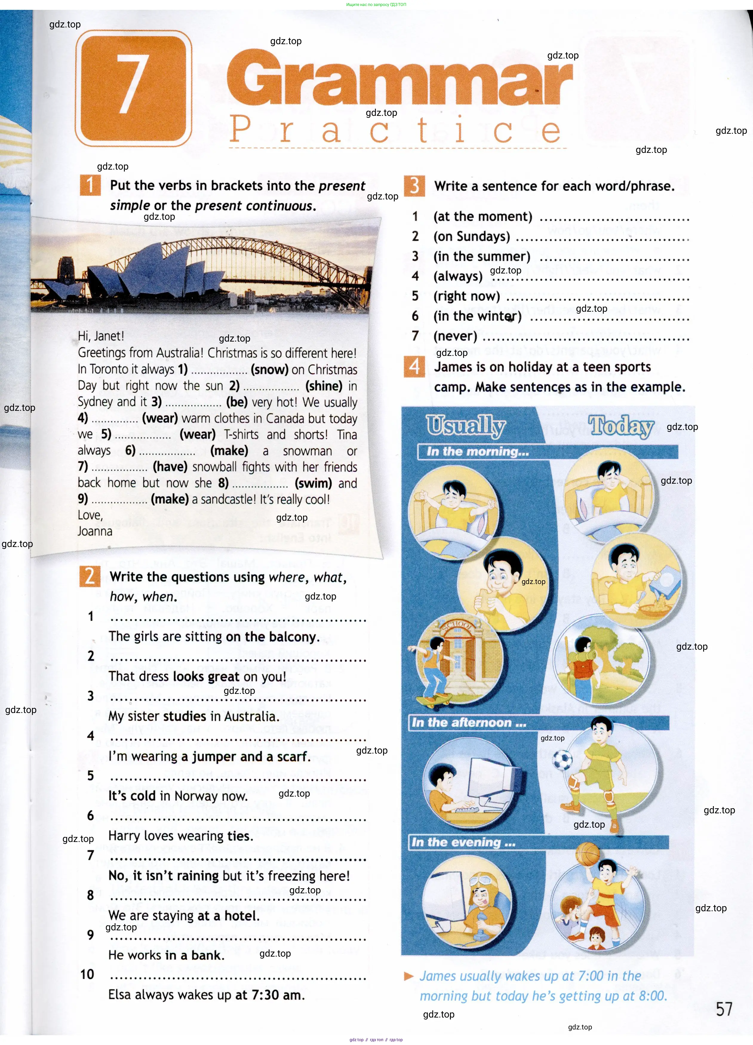 Английский язык (english), 5 класс Рабочая тетрадь (workbook), авторы: Ваулина Юлия Евгеньевна (Vaulina Julia), Дули Дженни (Dooley Jenny), Подоляко Ольга Евгеньевна (Podolyako Olga), Эванс Вирджиния (Evans Virginia), издательство Просвещение, Москва, 2023, жёлтого цвета, страница 57