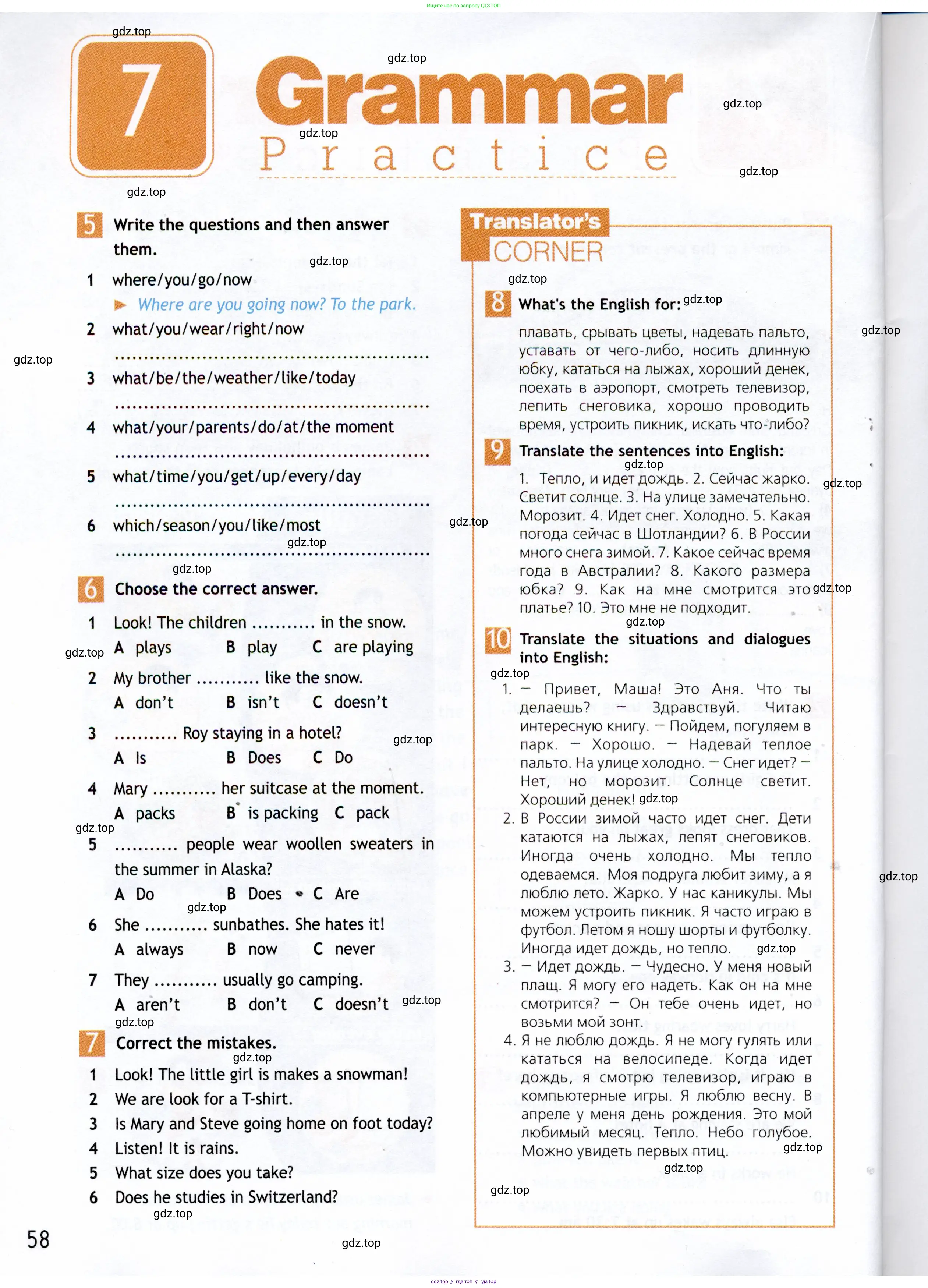 Английский язык (english), 5 класс Рабочая тетрадь (workbook), авторы: Ваулина Юлия Евгеньевна (Vaulina Julia), Дули Дженни (Dooley Jenny), Подоляко Ольга Евгеньевна (Podolyako Olga), Эванс Вирджиния (Evans Virginia), издательство Просвещение, Москва, 2023, жёлтого цвета, страница 58