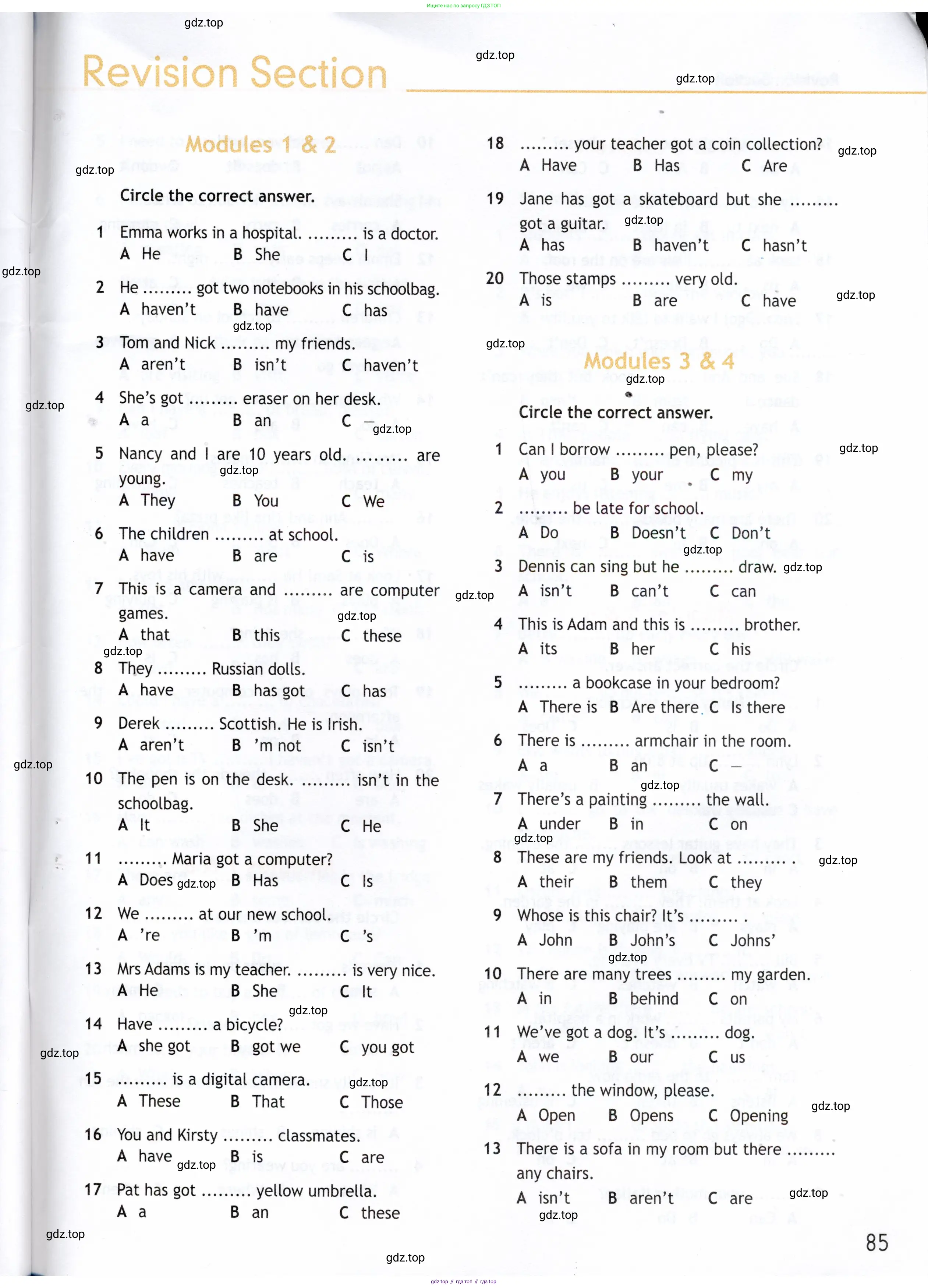 Английский язык (english), 5 класс Рабочая тетрадь (workbook), авторы: Ваулина Юлия Евгеньевна (Vaulina Julia), Дули Дженни (Dooley Jenny), Подоляко Ольга Евгеньевна (Podolyako Olga), Эванс Вирджиния (Evans Virginia), издательство Просвещение, Москва, 2023, жёлтого цвета, страница 85
