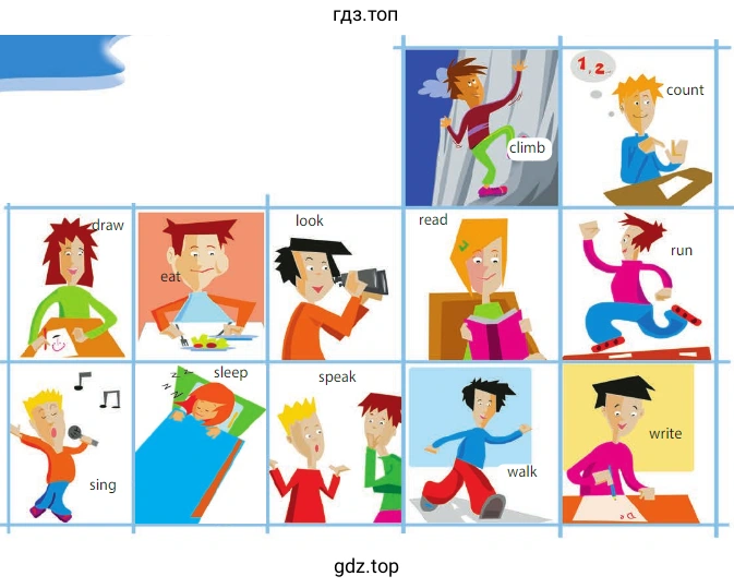 sleep sing count climb look draw walk eat read run speak write