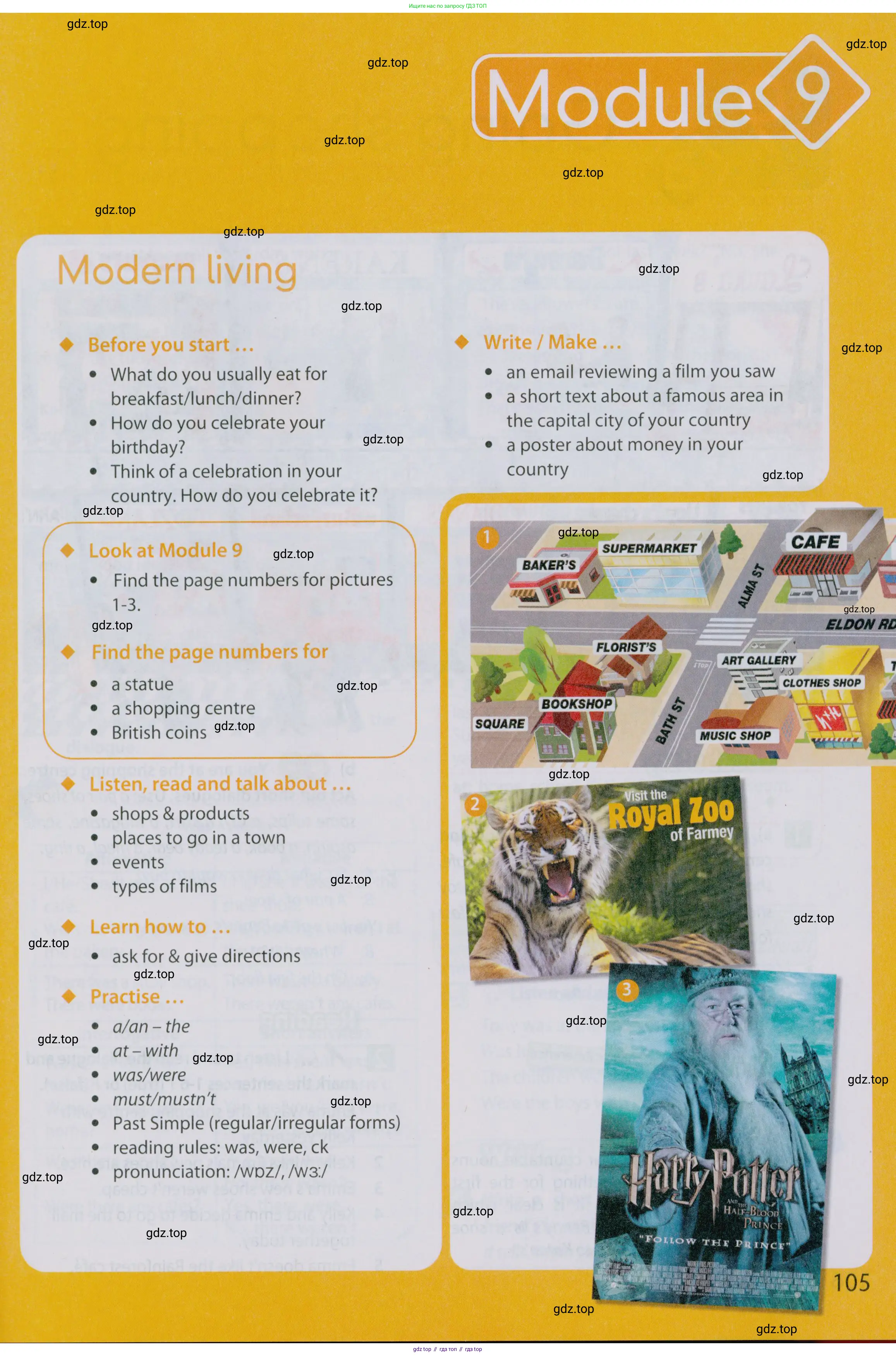 Английский язык (english), 5 класс Учебник (Student's book), авторы: Ваулина Юлия Евгеньевна (Vaulina Julia), Дули Дженни (Dooley Jenny), Подоляко Ольга Евгеньевна (Podolyako Olga), Эванс Вирджиния (Evans Virginia), издательство Просвещение, Москва, 2023, жёлтого цвета, страница 105