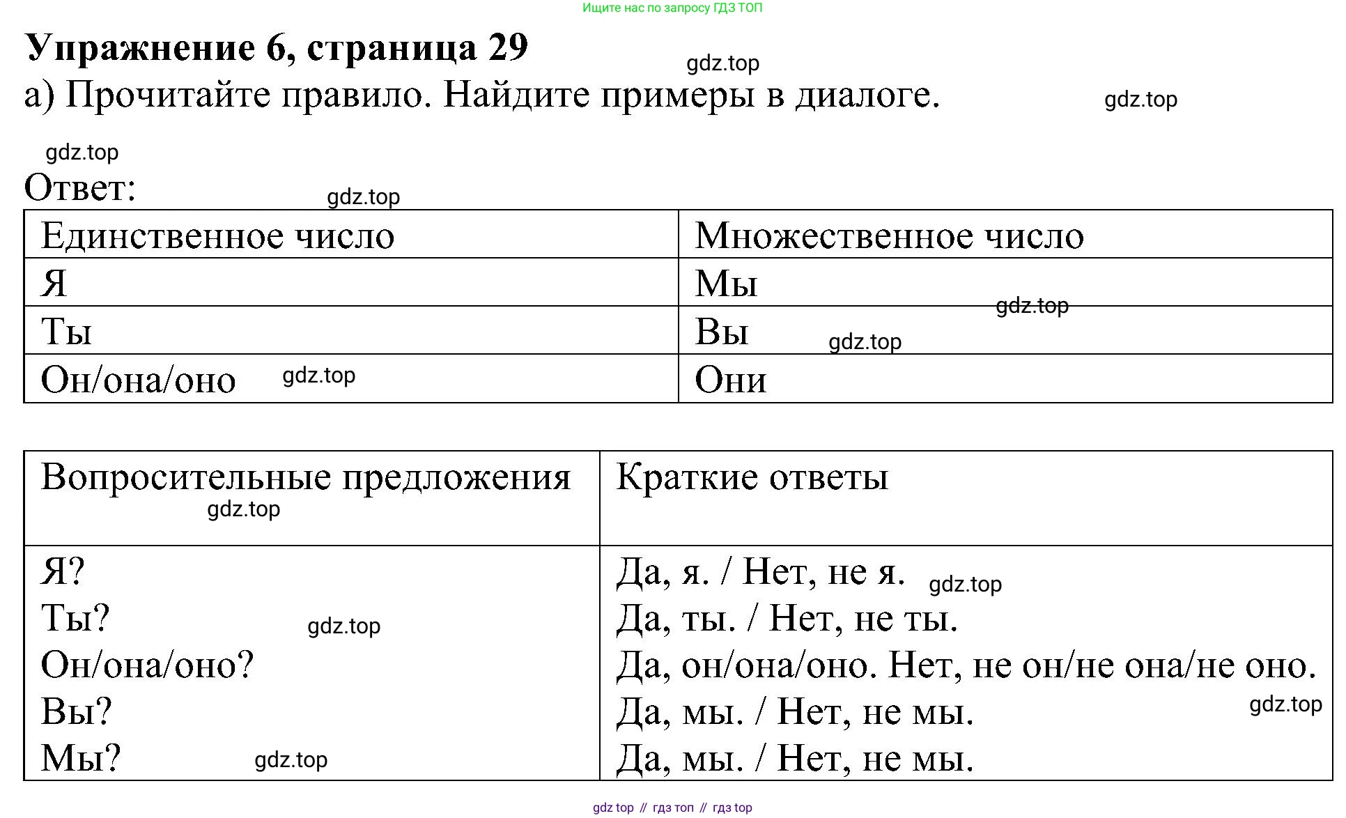 ГДЗ Английский язык (english), 5 класс Учебник (Student's book), авторы: Ваулина Юлия Евгеньевна (Vaulina Julia), Дули Дженни (Dooley Jenny), Подоляко Ольга Евгеньевна (Podolyako Olga), Эванс Вирджиния (Evans Virginia), издательство Просвещение, Москва, 2023, жёлтого цвета, страница 29, номер 6, Решение 1 (2023-2027)
