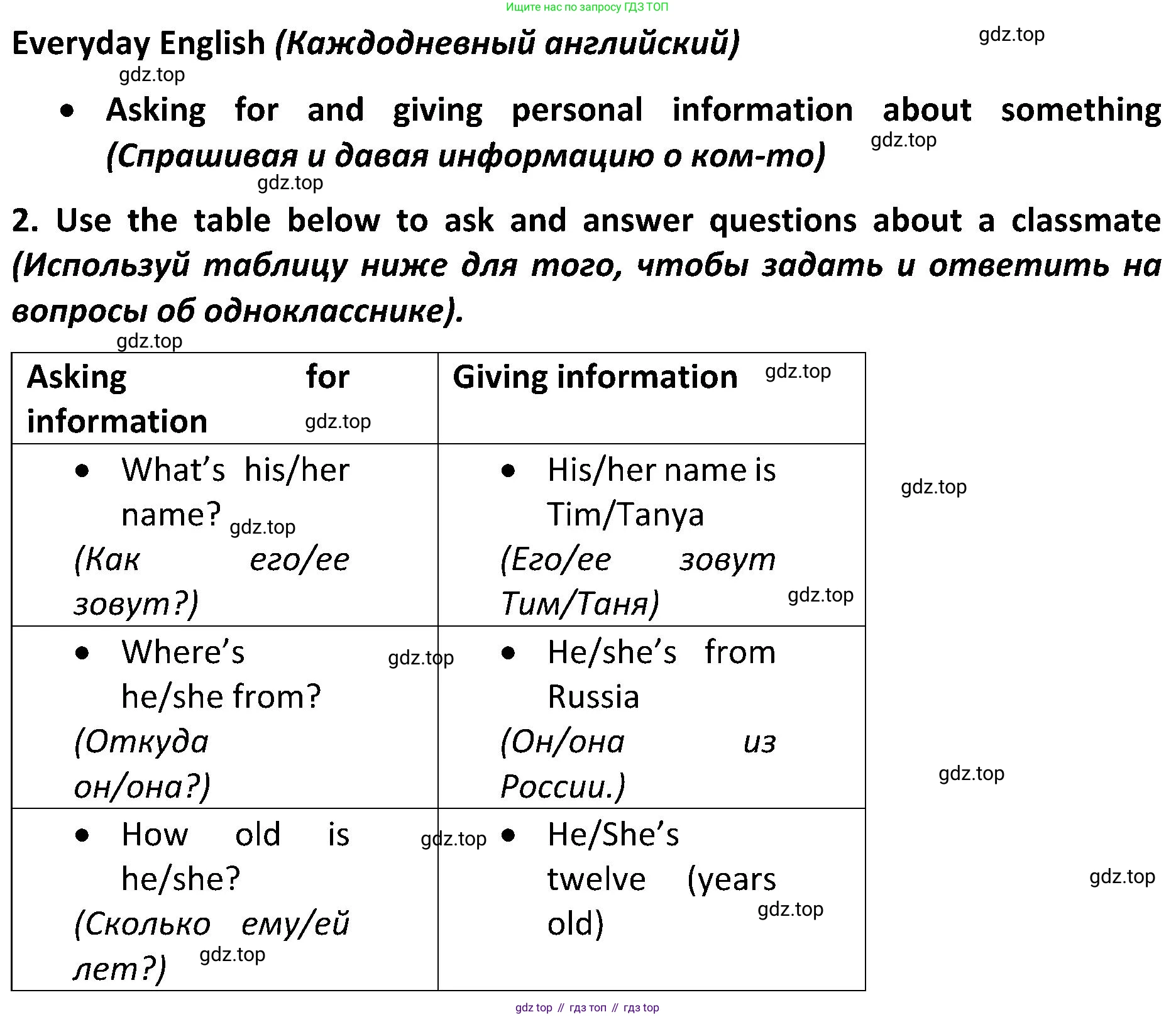 ГДЗ Английский язык (english), 5 класс Учебник (Student's book), авторы: Ваулина Юлия Евгеньевна (Vaulina Julia), Дули Дженни (Dooley Jenny), Подоляко Ольга Евгеньевна (Podolyako Olga), Эванс Вирджиния (Evans Virginia), издательство Просвещение, Москва, 2023, жёлтого цвета, страница 58, номер 2, Решение 2 (2023-2027)