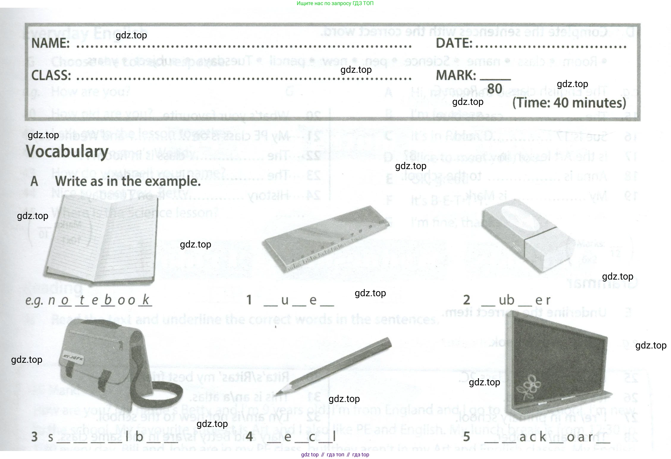 Английский язык (english), 5 класс контрольные задания (test booklet), авторы: Ваулина Юлия Евгеньевна (Vaulina Julia), Дули Дженни (Dooley Jenny), Подоляко Ольга Евгеньевна (Podolyako Olga), Эванс Вирджиния (Evans Virginia), издательство Просвещение, Москва, 2023, белого цвета, страница 9, номер A, Условие 2023-2027