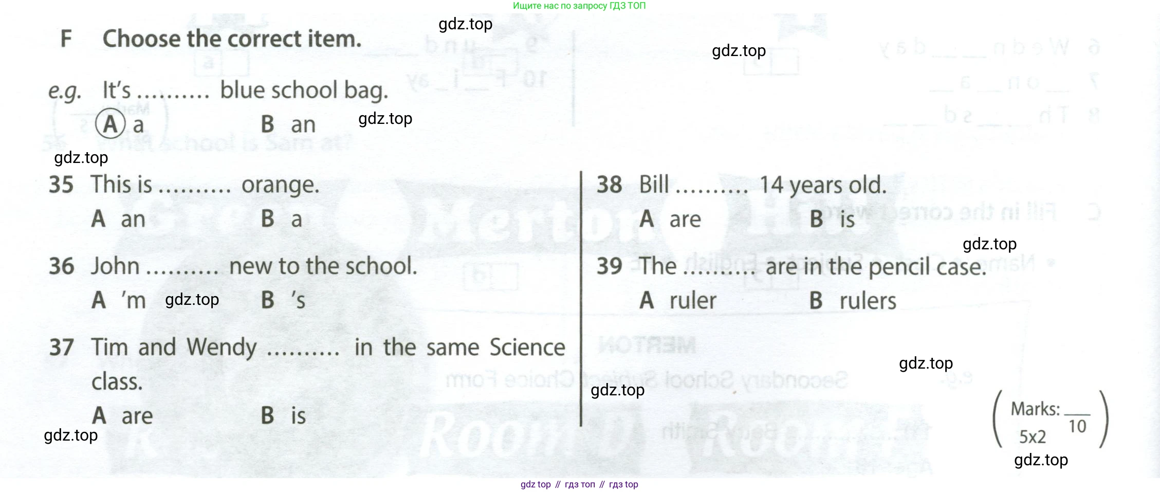 Английский язык (english), 5 класс контрольные задания (test booklet), авторы: Ваулина Юлия Евгеньевна (Vaulina Julia), Дули Дженни (Dooley Jenny), Подоляко Ольга Евгеньевна (Podolyako Olga), Эванс Вирджиния (Evans Virginia), издательство Просвещение, Москва, 2023, белого цвета, страница 10, номер F, Условие 2023-2027