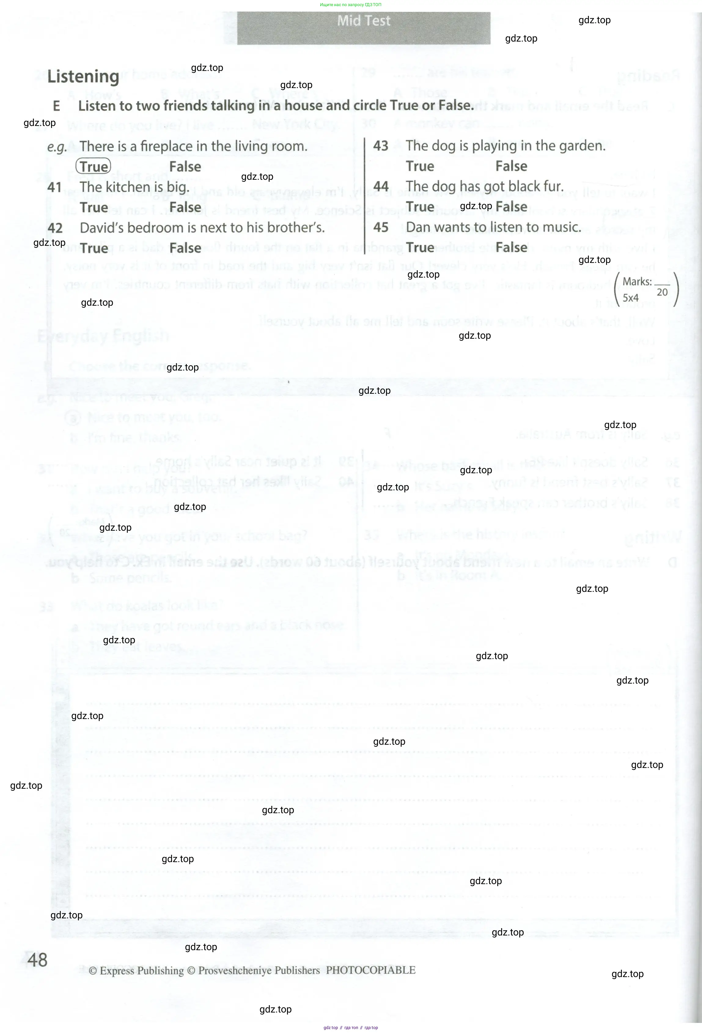 Английский язык (english), 5 класс контрольные задания (test booklet), авторы: Ваулина Юлия Евгеньевна (Vaulina Julia), Дули Дженни (Dooley Jenny), Подоляко Ольга Евгеньевна (Podolyako Olga), Эванс Вирджиния (Evans Virginia), издательство Просвещение, Москва, 2023, белого цвета, страница 48