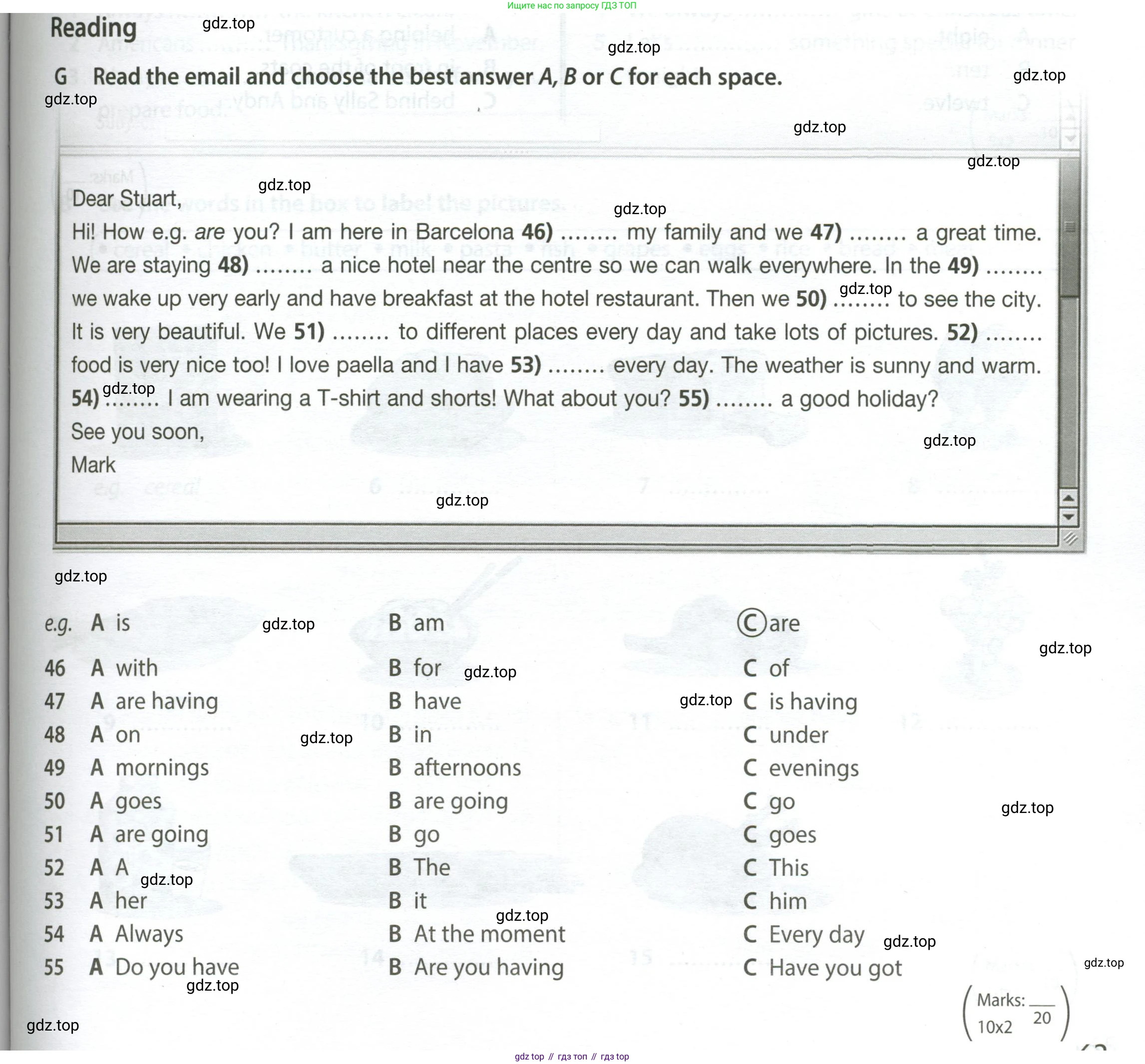 Английский язык (english), 5 класс контрольные задания (test booklet), авторы: Ваулина Юлия Евгеньевна (Vaulina Julia), Дули Дженни (Dooley Jenny), Подоляко Ольга Евгеньевна (Podolyako Olga), Эванс Вирджиния (Evans Virginia), издательство Просвещение, Москва, 2023, белого цвета, страница 63, номер G, Условие 2023-2027