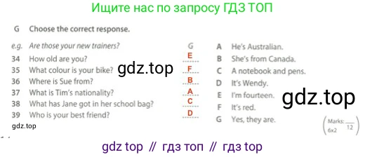 Английский язык (english), 5 класс контрольные задания (test booklet), авторы: Ваулина Юлия Евгеньевна (Vaulina Julia), Дули Дженни (Dooley Jenny), Подоляко Ольга Евгеньевна (Podolyako Olga), Эванс Вирджиния (Evans Virginia), издательство Просвещение, Москва, 2023, белого цвета, страница 14, номер G, Решение 2 (2023-2027)