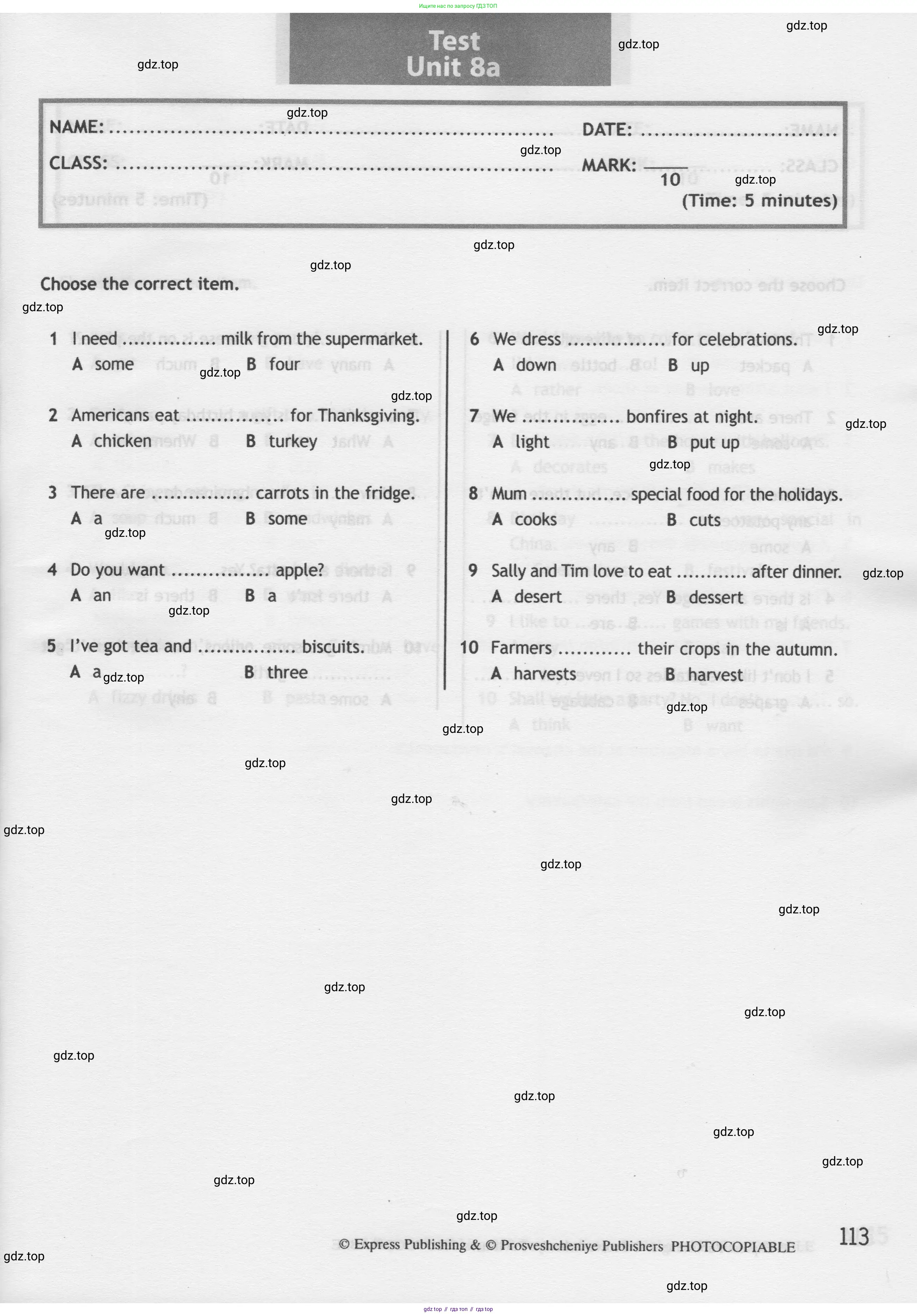 Английский язык (english), 5 класс контрольные задания (test booklet), авторы: Ваулина Юлия Евгеньевна (Vaulina Julia), Дули Дженни (Dooley Jenny), Подоляко Ольга Евгеньевна (Podolyako Olga), Эванс Вирджиния (Evans Virginia), издательство Просвещение, Москва, 2023, белого цвета, страница 113