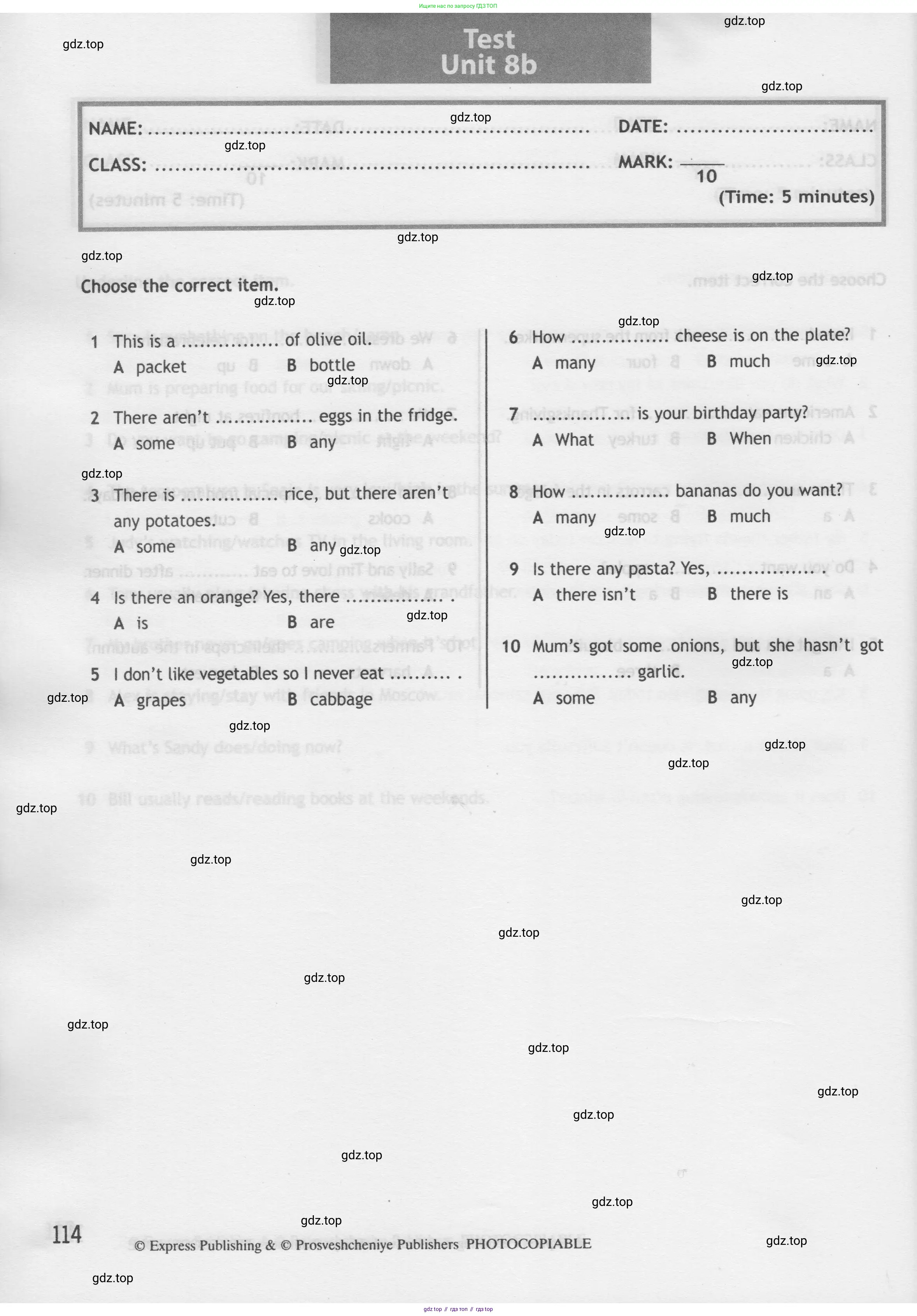 Английский язык (english), 5 класс контрольные задания (test booklet), авторы: Ваулина Юлия Евгеньевна (Vaulina Julia), Дули Дженни (Dooley Jenny), Подоляко Ольга Евгеньевна (Podolyako Olga), Эванс Вирджиния (Evans Virginia), издательство Просвещение, Москва, 2023, белого цвета, страница 114