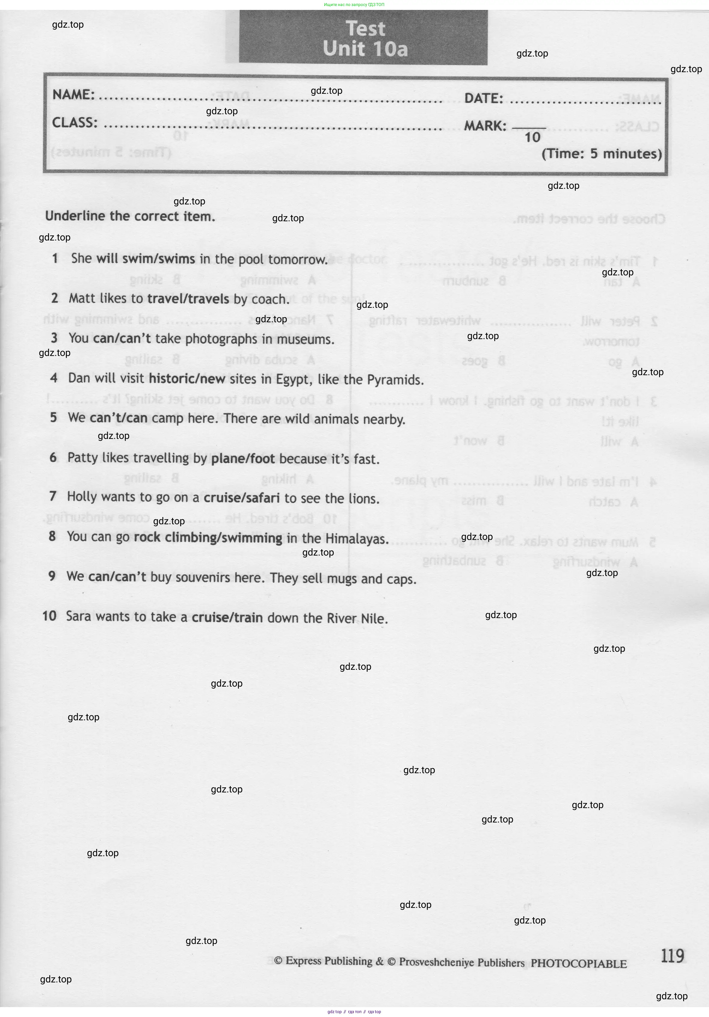 Английский язык (english), 5 класс контрольные задания (test booklet), авторы: Ваулина Юлия Евгеньевна (Vaulina Julia), Дули Дженни (Dooley Jenny), Подоляко Ольга Евгеньевна (Podolyako Olga), Эванс Вирджиния (Evans Virginia), издательство Просвещение, Москва, 2023, белого цвета, страница 119
