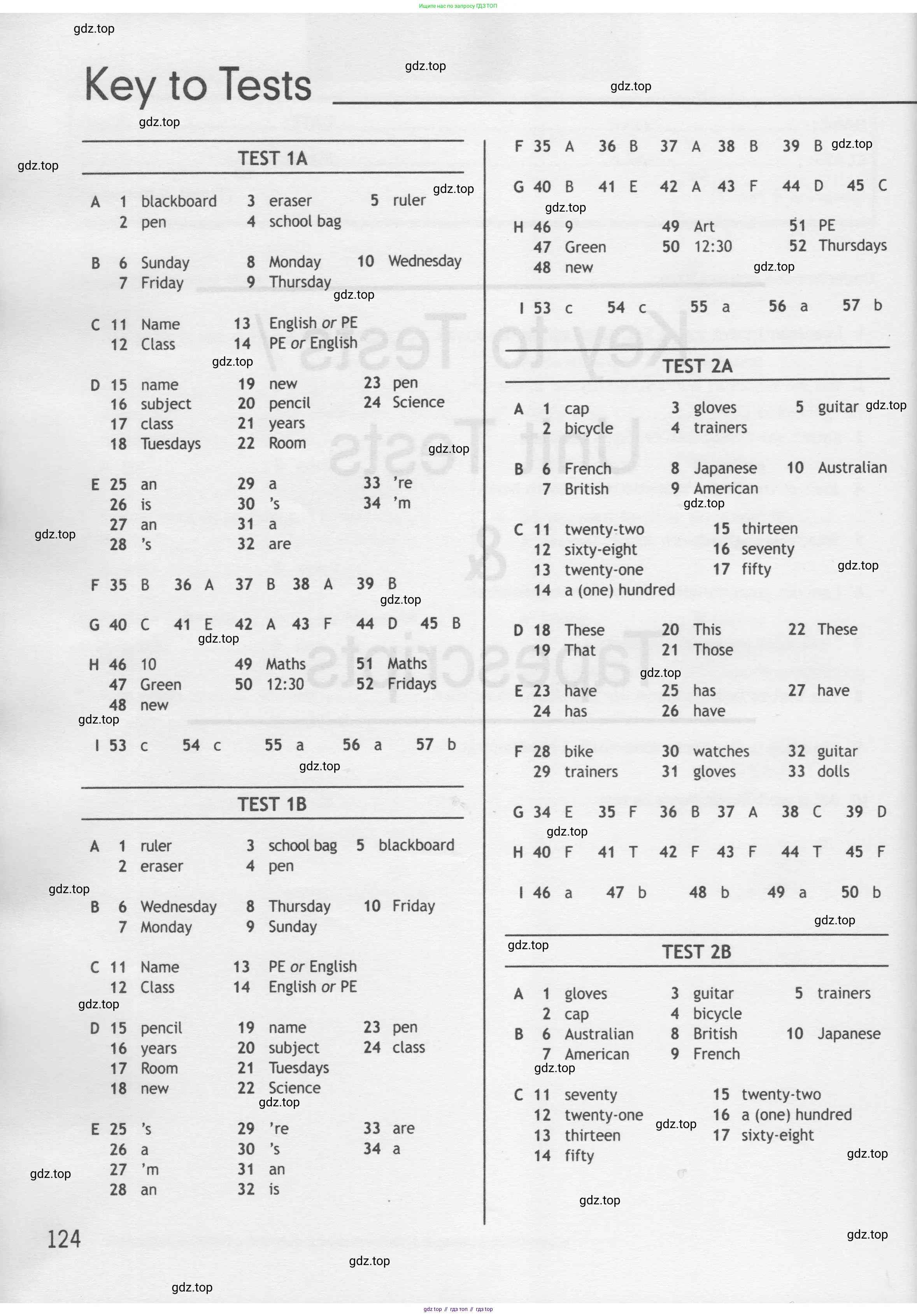 Английский язык (english), 5 класс контрольные задания (test booklet), авторы: Ваулина Юлия Евгеньевна (Vaulina Julia), Дули Дженни (Dooley Jenny), Подоляко Ольга Евгеньевна (Podolyako Olga), Эванс Вирджиния (Evans Virginia), издательство Просвещение, Москва, 2023, белого цвета, страница 124