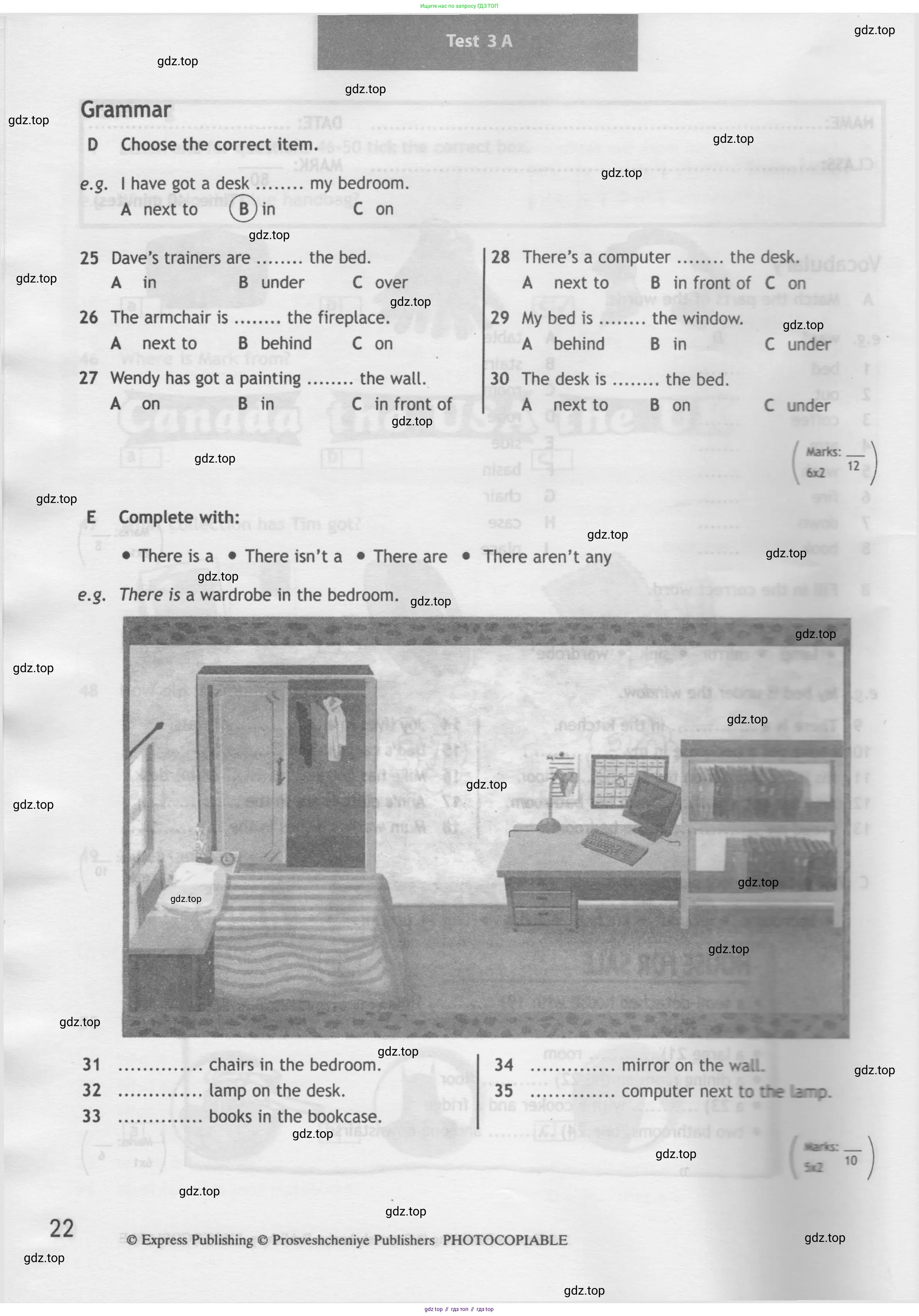 Английский язык (english), 5 класс контрольные задания (test booklet), авторы: Ваулина Юлия Евгеньевна (Vaulina Julia), Дули Дженни (Dooley Jenny), Подоляко Ольга Евгеньевна (Podolyako Olga), Эванс Вирджиния (Evans Virginia), издательство Просвещение, Москва, 2023, белого цвета, страница 22