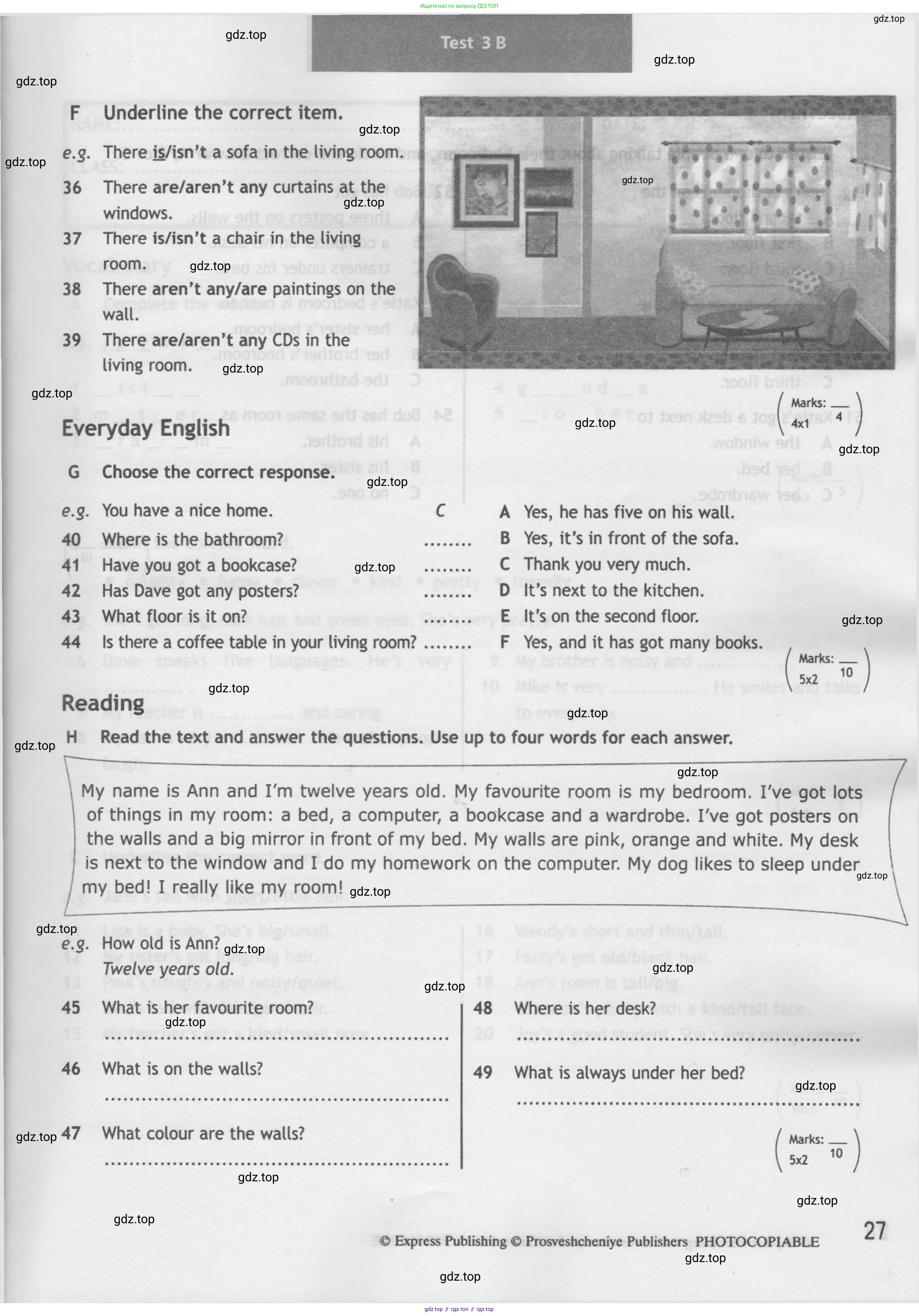 Английский язык (english), 5 класс контрольные задания (test booklet), авторы: Ваулина Юлия Евгеньевна (Vaulina Julia), Дули Дженни (Dooley Jenny), Подоляко Ольга Евгеньевна (Podolyako Olga), Эванс Вирджиния (Evans Virginia), издательство Просвещение, Москва, 2023, белого цвета, страница 27