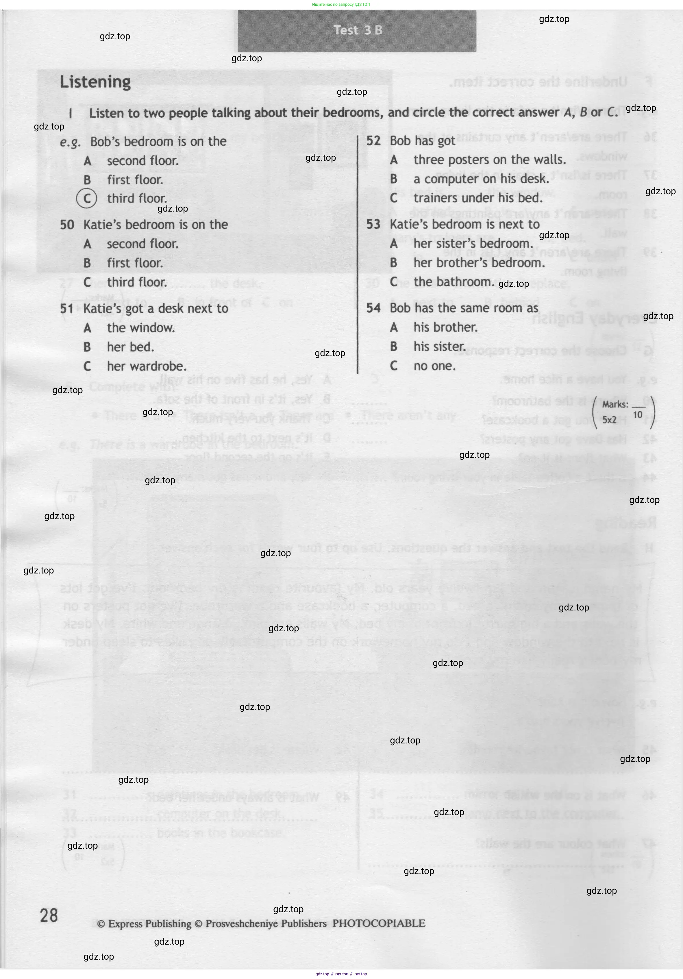 Английский язык (english), 5 класс контрольные задания (test booklet), авторы: Ваулина Юлия Евгеньевна (Vaulina Julia), Дули Дженни (Dooley Jenny), Подоляко Ольга Евгеньевна (Podolyako Olga), Эванс Вирджиния (Evans Virginia), издательство Просвещение, Москва, 2023, белого цвета, страница 28