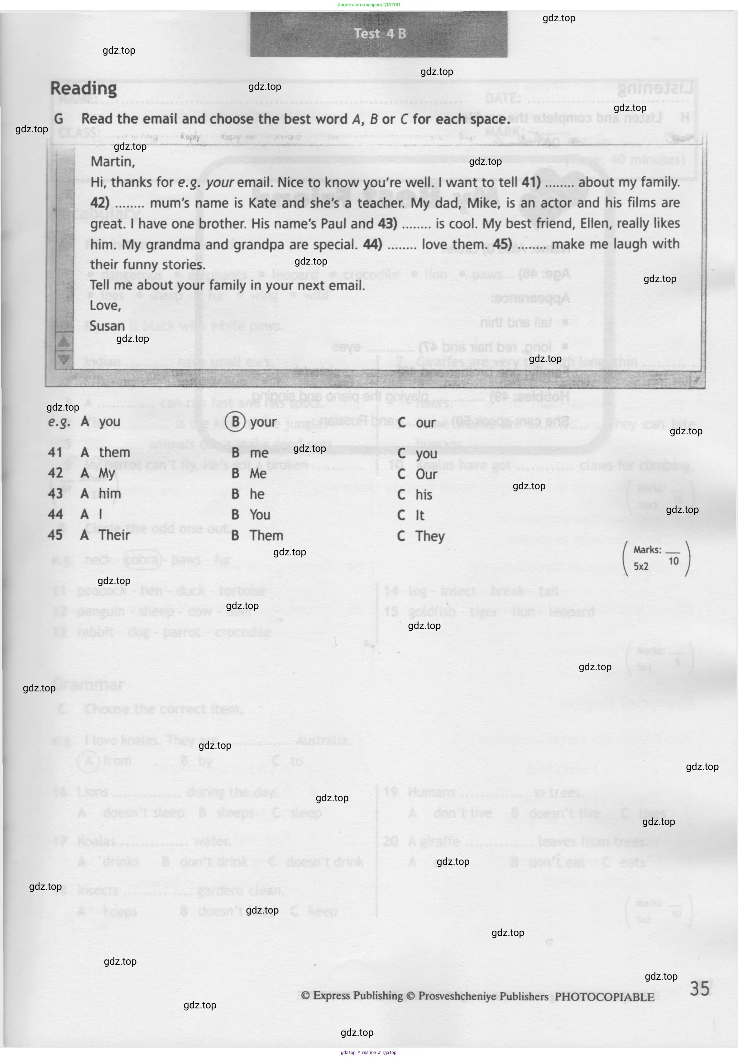 Английский язык (english), 5 класс контрольные задания (test booklet), авторы: Ваулина Юлия Евгеньевна (Vaulina Julia), Дули Дженни (Dooley Jenny), Подоляко Ольга Евгеньевна (Podolyako Olga), Эванс Вирджиния (Evans Virginia), издательство Просвещение, Москва, 2023, белого цвета, страница 35