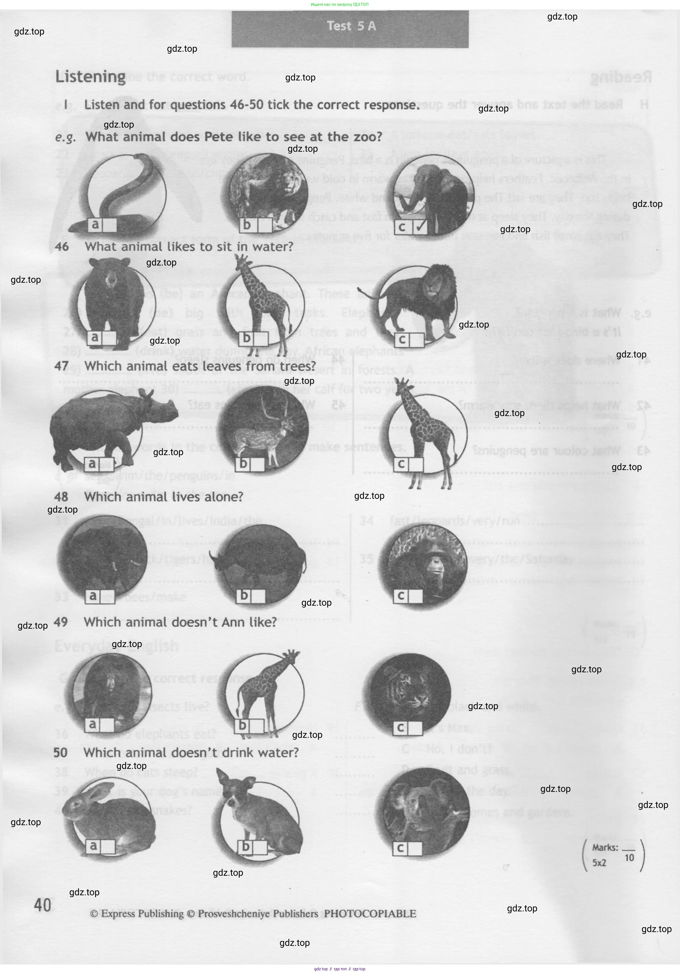 Английский язык (english), 5 класс контрольные задания (test booklet), авторы: Ваулина Юлия Евгеньевна (Vaulina Julia), Дули Дженни (Dooley Jenny), Подоляко Ольга Евгеньевна (Podolyako Olga), Эванс Вирджиния (Evans Virginia), издательство Просвещение, Москва, 2023, белого цвета, страница 40