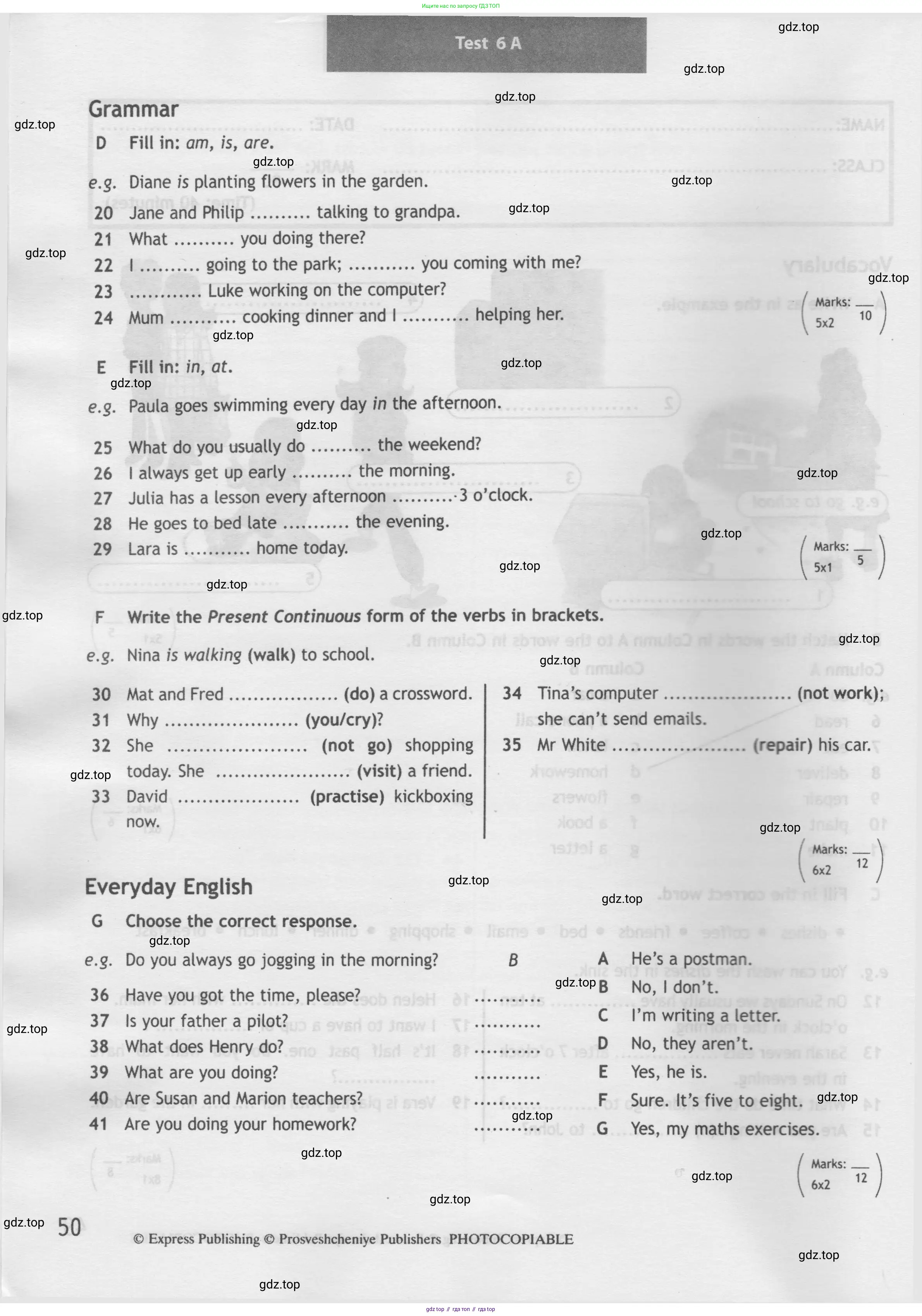 Английский язык (english), 5 класс контрольные задания (test booklet), авторы: Ваулина Юлия Евгеньевна (Vaulina Julia), Дули Дженни (Dooley Jenny), Подоляко Ольга Евгеньевна (Podolyako Olga), Эванс Вирджиния (Evans Virginia), издательство Просвещение, Москва, 2023, белого цвета, страница 50