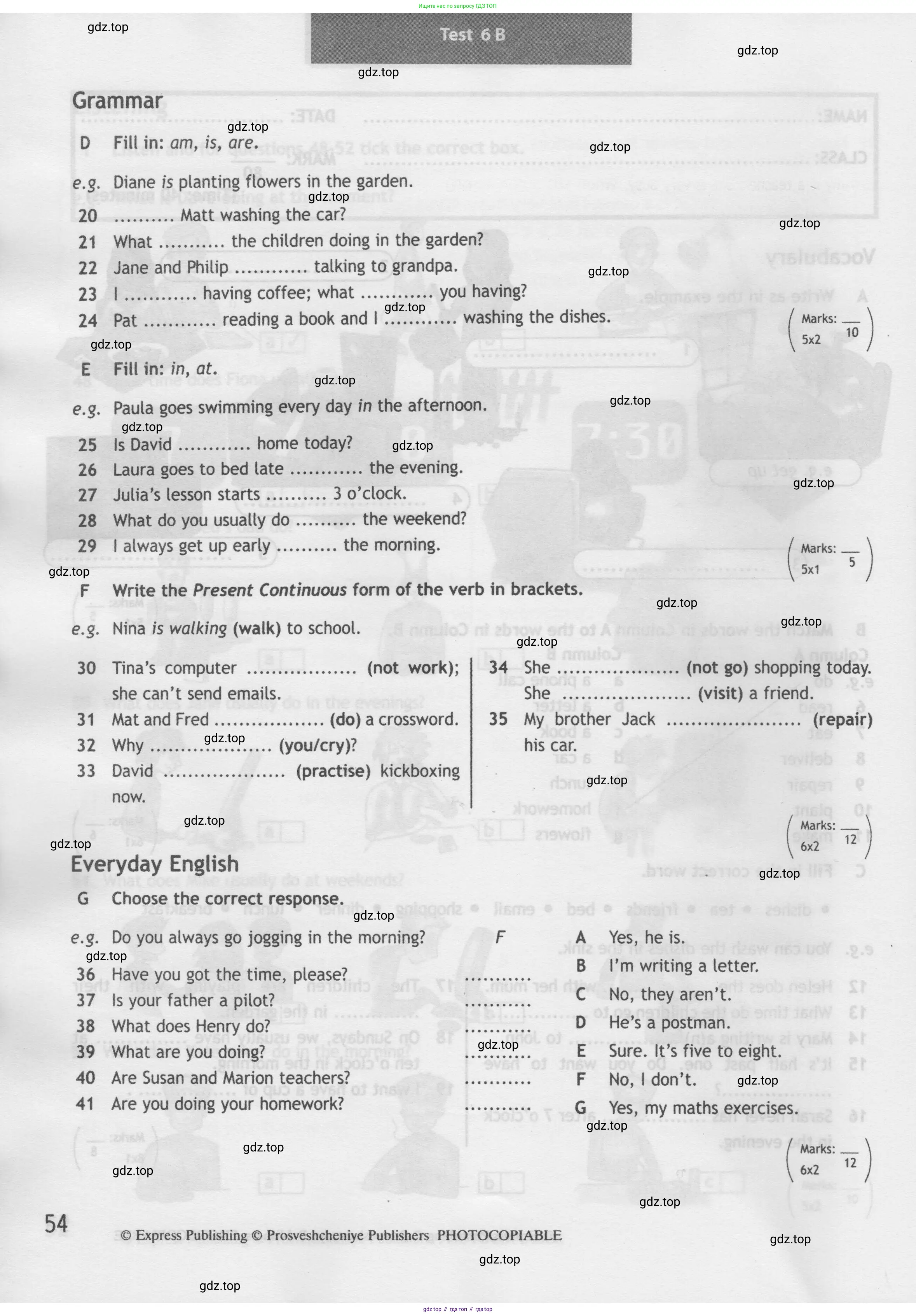 Английский язык (english), 5 класс контрольные задания (test booklet), авторы: Ваулина Юлия Евгеньевна (Vaulina Julia), Дули Дженни (Dooley Jenny), Подоляко Ольга Евгеньевна (Podolyako Olga), Эванс Вирджиния (Evans Virginia), издательство Просвещение, Москва, 2023, белого цвета, страница 54