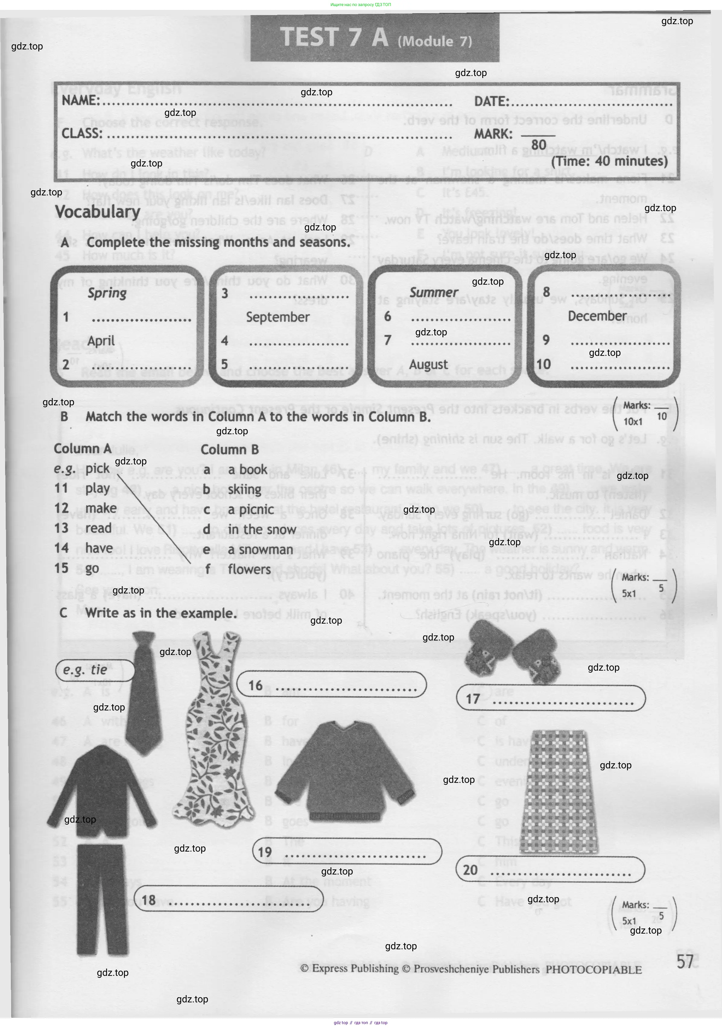 Английский язык (english), 5 класс контрольные задания (test booklet), авторы: Ваулина Юлия Евгеньевна (Vaulina Julia), Дули Дженни (Dooley Jenny), Подоляко Ольга Евгеньевна (Podolyako Olga), Эванс Вирджиния (Evans Virginia), издательство Просвещение, Москва, 2023, белого цвета, страница 57