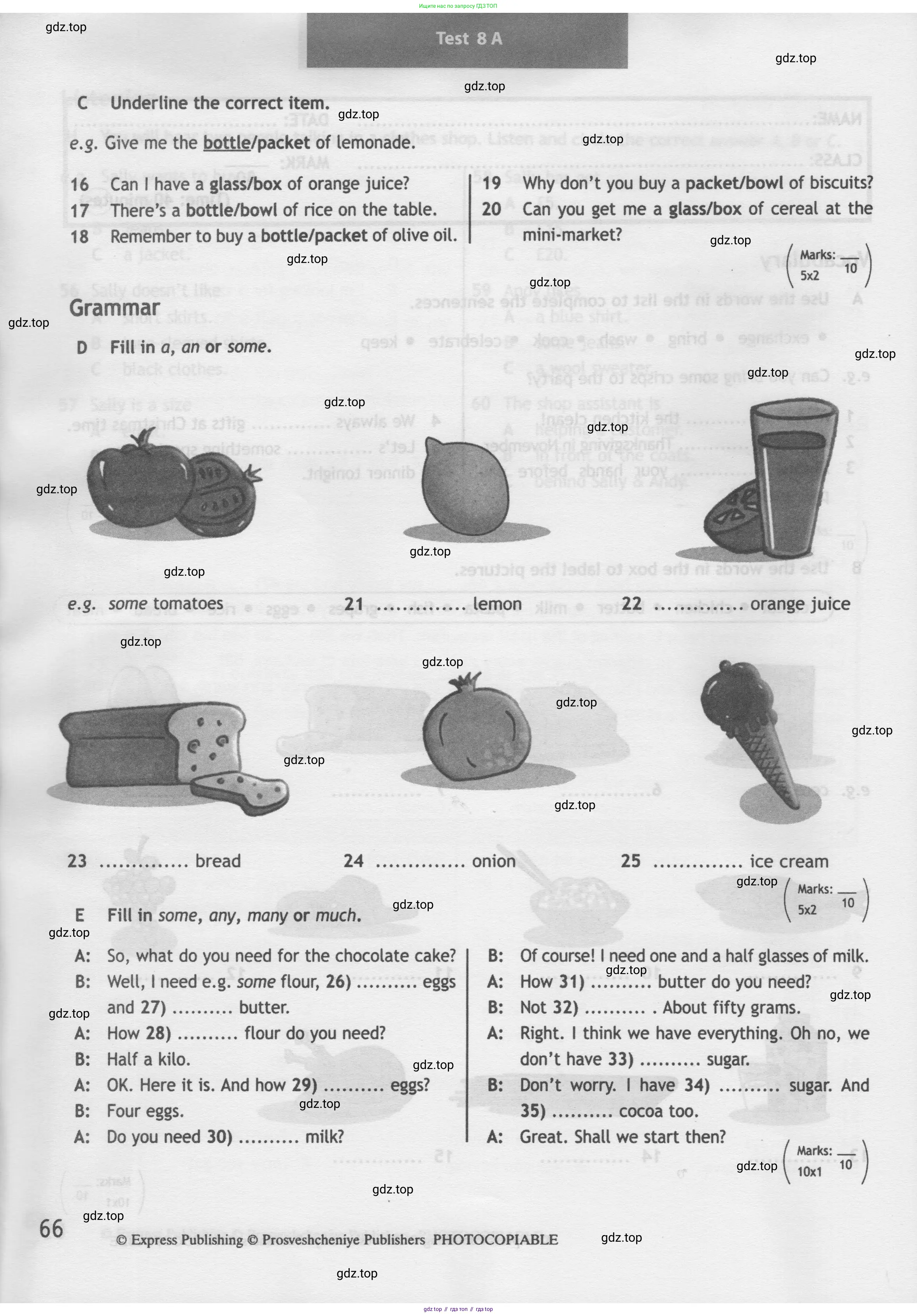 Английский язык (english), 5 класс контрольные задания (test booklet), авторы: Ваулина Юлия Евгеньевна (Vaulina Julia), Дули Дженни (Dooley Jenny), Подоляко Ольга Евгеньевна (Podolyako Olga), Эванс Вирджиния (Evans Virginia), издательство Просвещение, Москва, 2023, белого цвета, страница 66