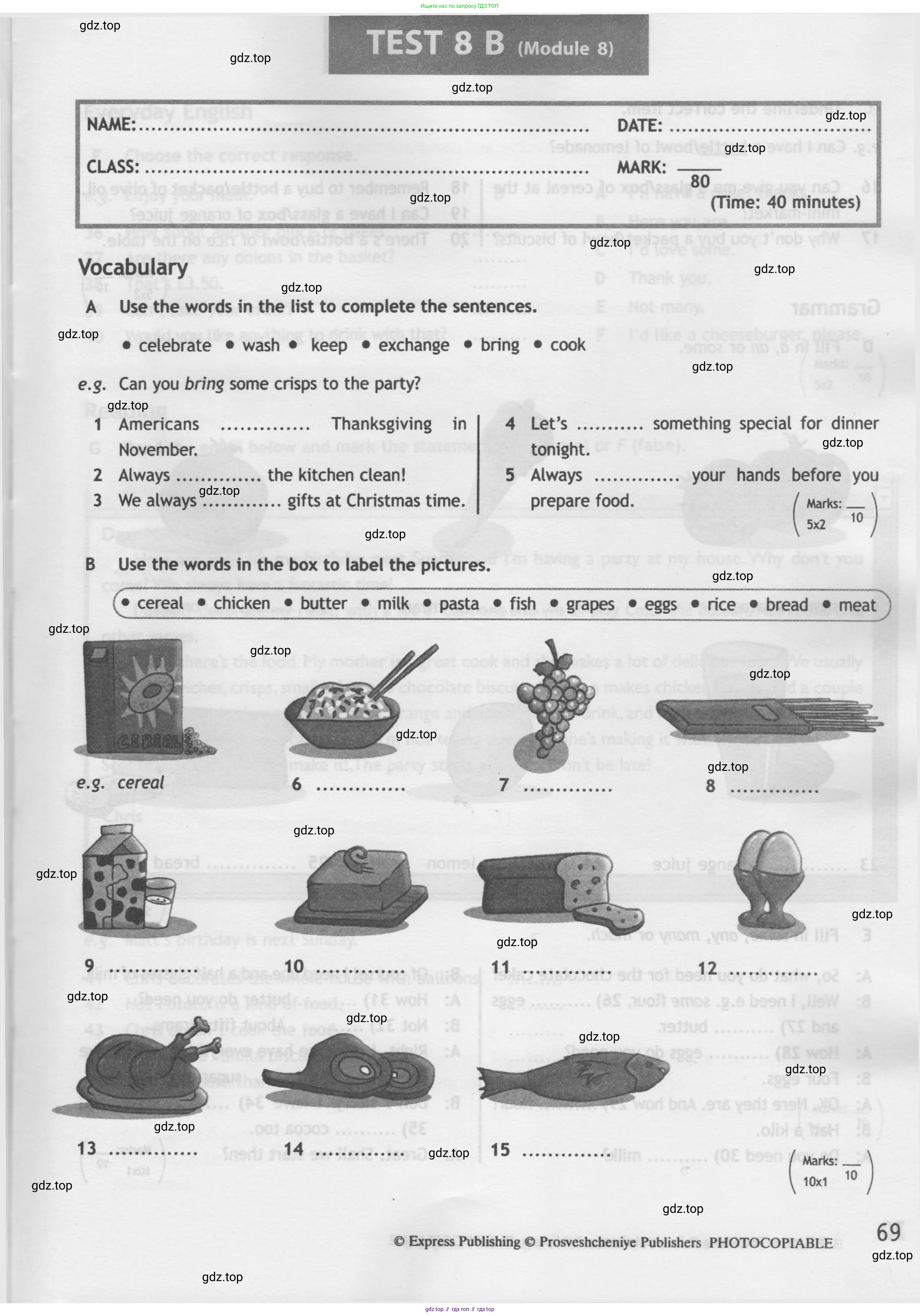 Английский язык (english), 5 класс контрольные задания (test booklet), авторы: Ваулина Юлия Евгеньевна (Vaulina Julia), Дули Дженни (Dooley Jenny), Подоляко Ольга Евгеньевна (Podolyako Olga), Эванс Вирджиния (Evans Virginia), издательство Просвещение, Москва, 2023, белого цвета, страница 69