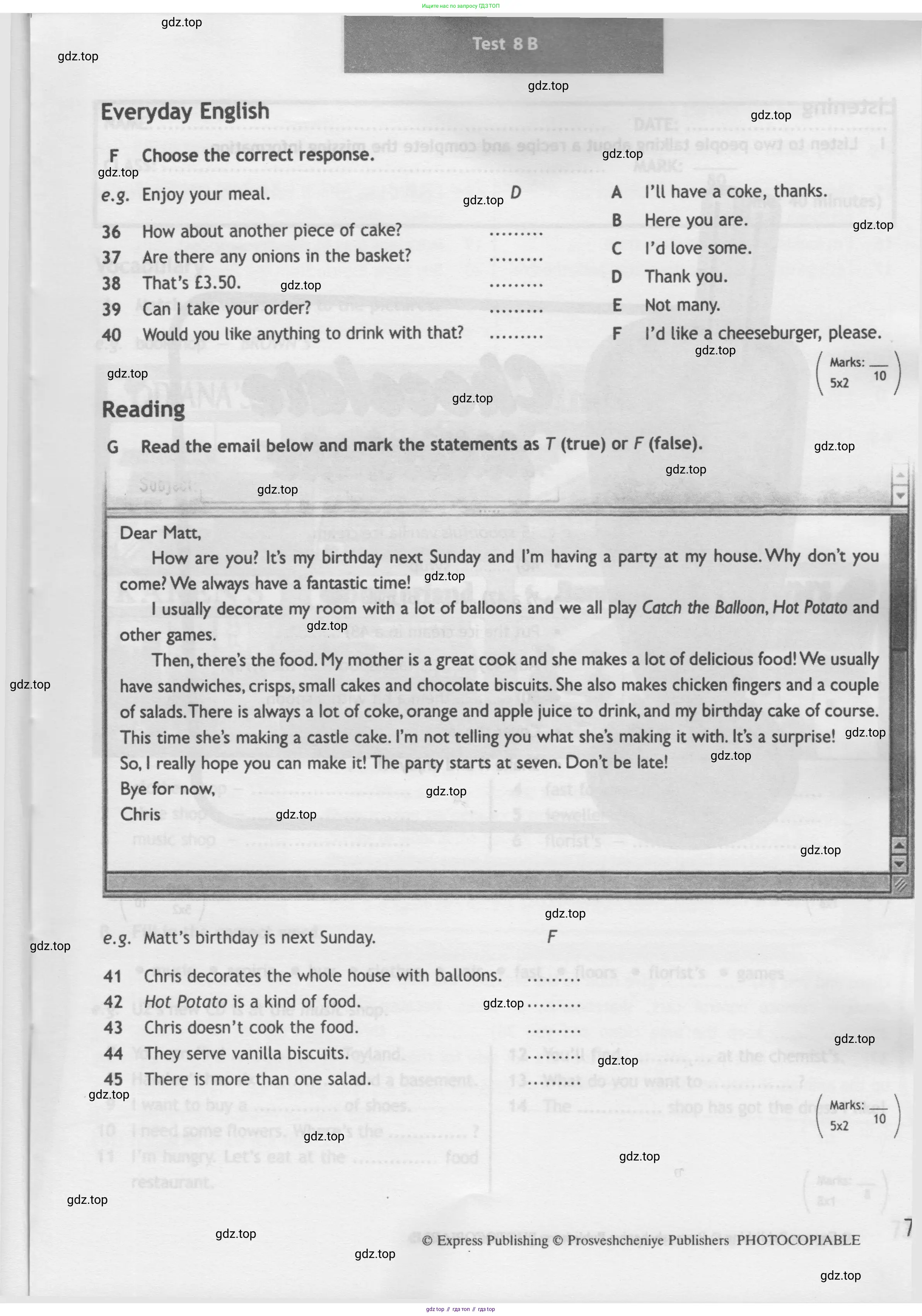 Английский язык (english), 5 класс контрольные задания (test booklet), авторы: Ваулина Юлия Евгеньевна (Vaulina Julia), Дули Дженни (Dooley Jenny), Подоляко Ольга Евгеньевна (Podolyako Olga), Эванс Вирджиния (Evans Virginia), издательство Просвещение, Москва, 2023, белого цвета, страница 71