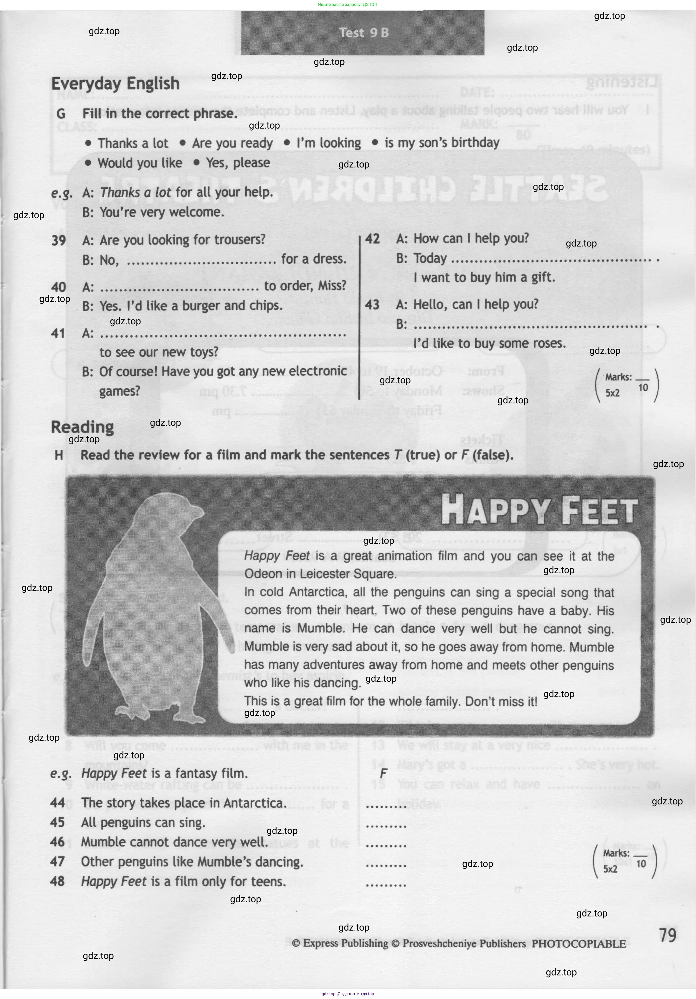 Английский язык (english), 5 класс контрольные задания (test booklet), авторы: Ваулина Юлия Евгеньевна (Vaulina Julia), Дули Дженни (Dooley Jenny), Подоляко Ольга Евгеньевна (Podolyako Olga), Эванс Вирджиния (Evans Virginia), издательство Просвещение, Москва, 2023, белого цвета, страница 79