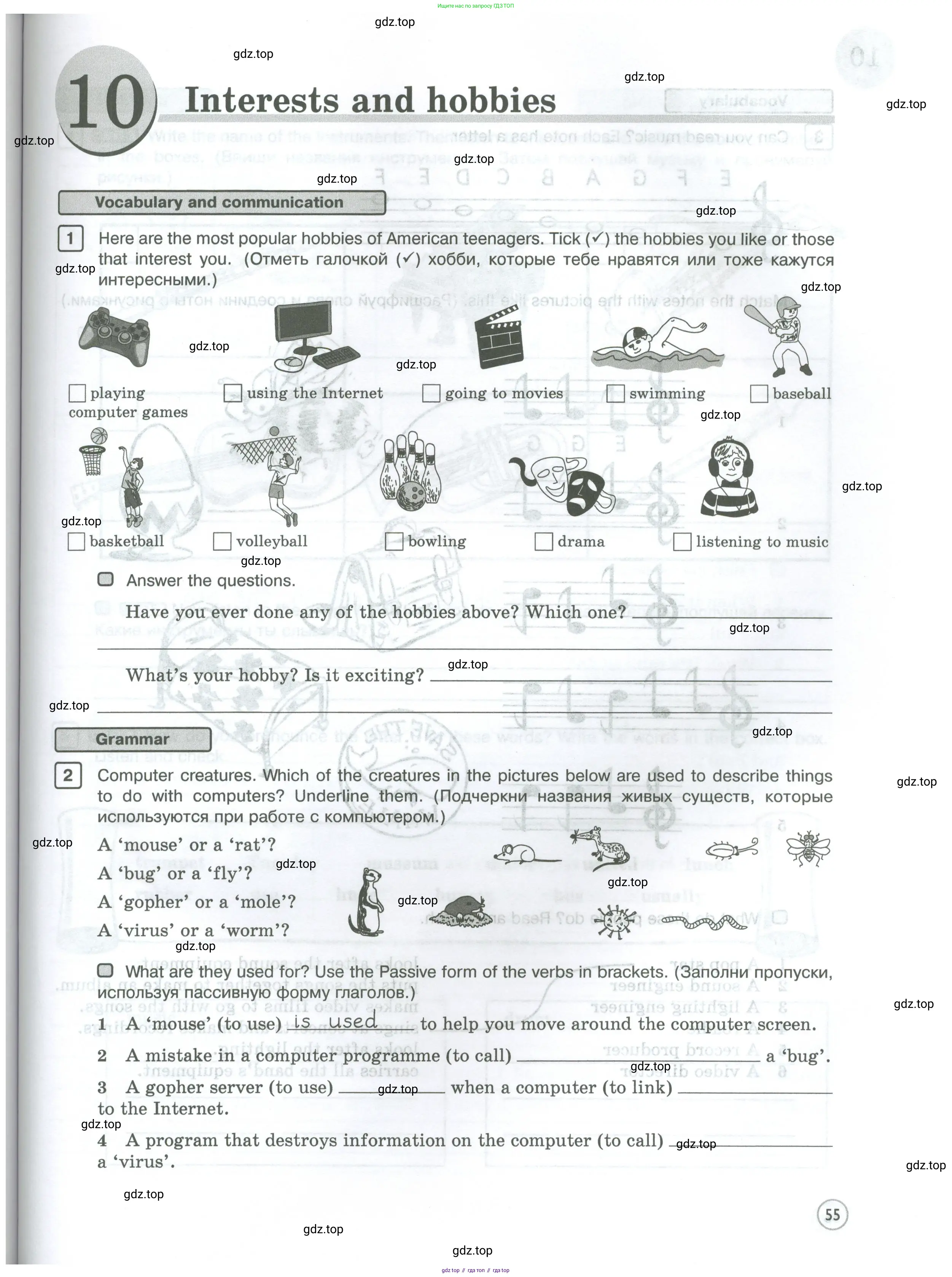 Английский язык (english), 5 класс Рабочая тетрадь (workbook), авторы: Вербицкая Мария Валерьевна (Verbitskaya Maria), Твердохлебова Ирина Петровна (Tverdohlebova Irina), Эббс Брайен (Abbs Brian), Уорелл Энн (Worrall Anne), Уорд Энн (Ward Ann), издательство Просвещение, Москва, 2023, страница 55