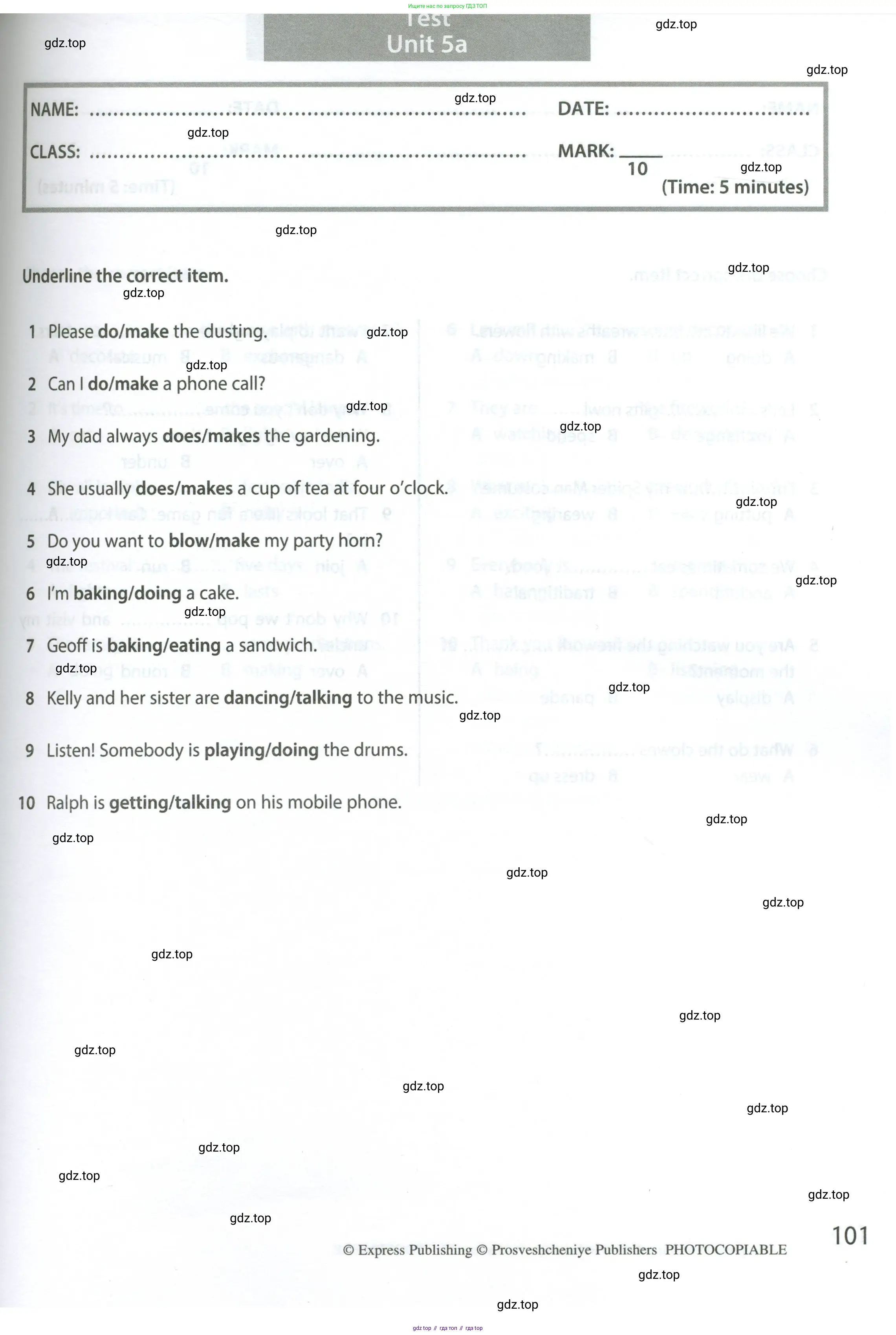 Английский язык (english), 6 класс контрольные задания (test booklet), авторы: Ваулина Юлия Евгеньевна (Vaulina Julia), Дули Дженни (Dooley Jenny), Подоляко Ольга Евгеньевна (Podolyako Olga), Эванс Вирджиния (Evans Virginia), издательство Просвещение, Москва, 2023, зелёного цвета, страница 101
