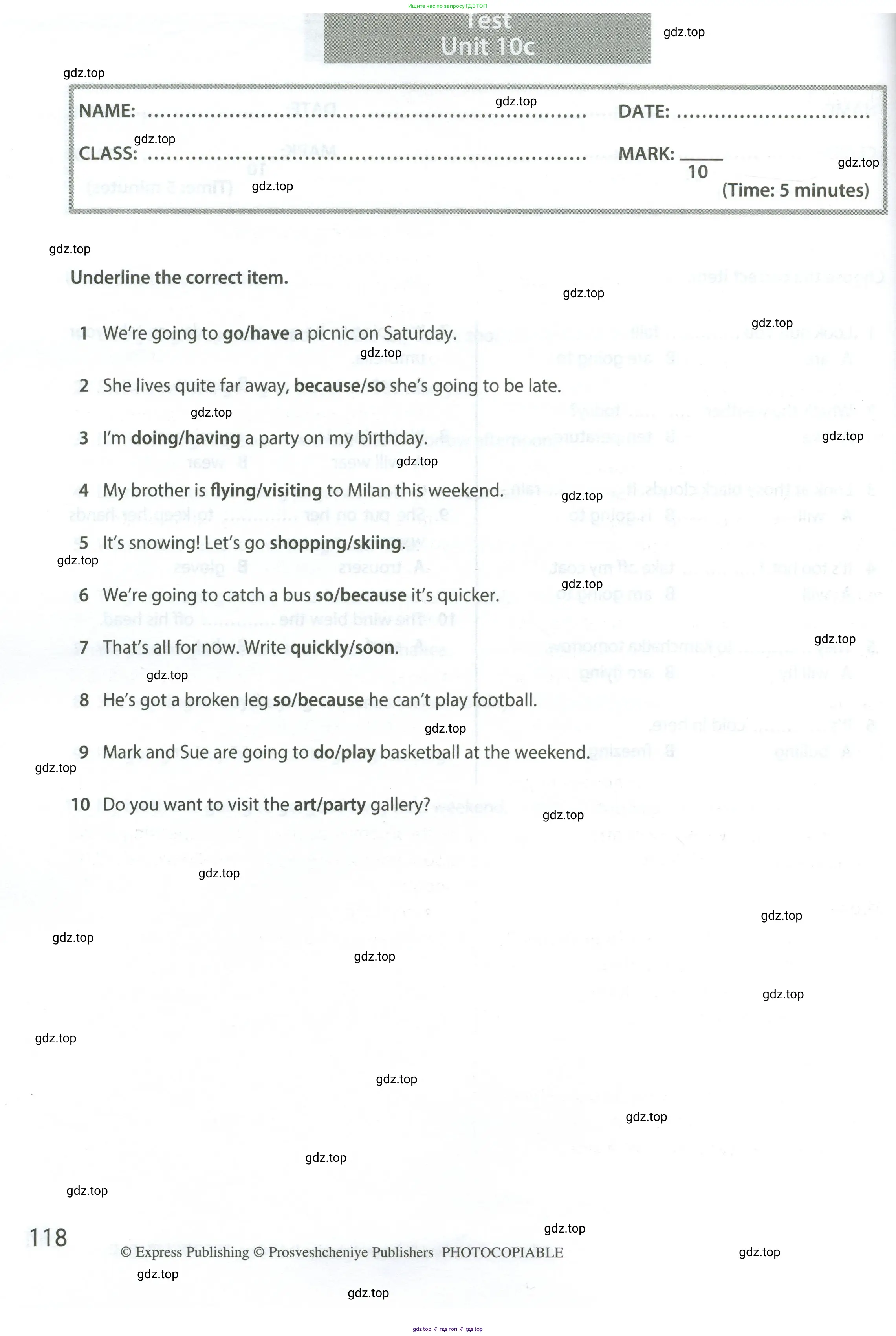 Английский язык (english), 6 класс контрольные задания (test booklet), авторы: Ваулина Юлия Евгеньевна (Vaulina Julia), Дули Дженни (Dooley Jenny), Подоляко Ольга Евгеньевна (Podolyako Olga), Эванс Вирджиния (Evans Virginia), издательство Просвещение, Москва, 2023, зелёного цвета, страница 118