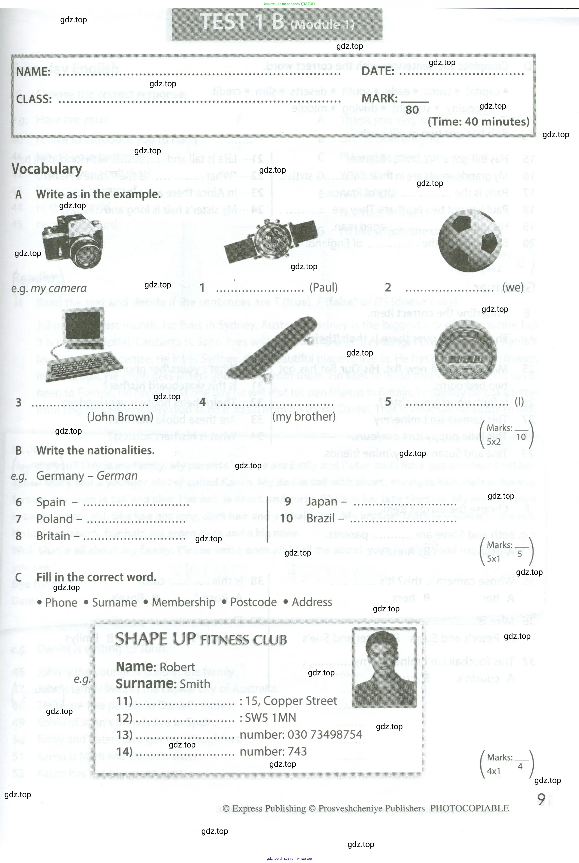 Английский язык (english), 6 класс контрольные задания (test booklet), авторы: Ваулина Юлия Евгеньевна (Vaulina Julia), Дули Дженни (Dooley Jenny), Подоляко Ольга Евгеньевна (Podolyako Olga), Эванс Вирджиния (Evans Virginia), издательство Просвещение, Москва, 2023, зелёного цвета, страница 9