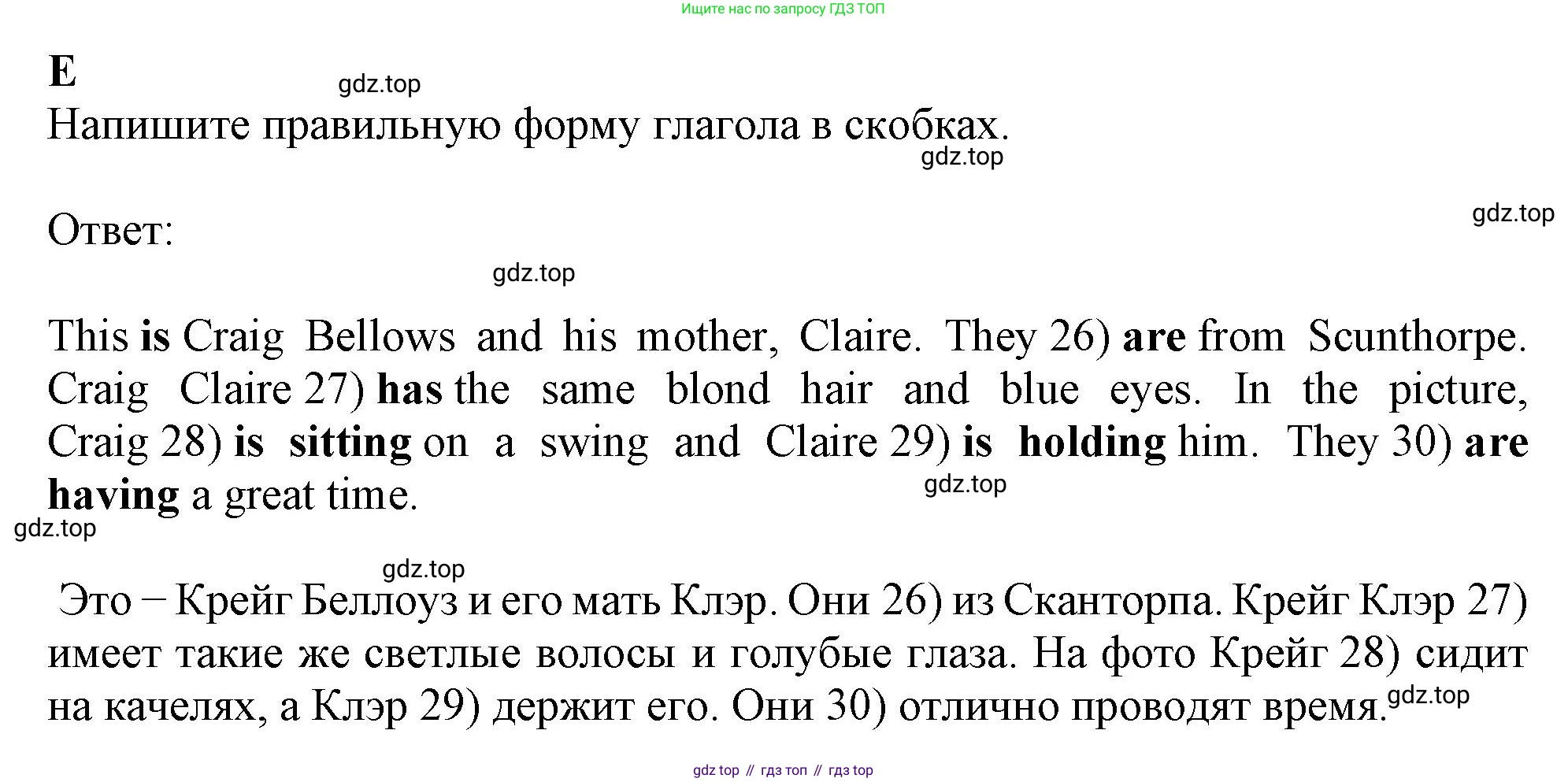 ГДЗ Английский язык (english), 6 класс контрольные задания (test booklet), авторы: Ваулина Юлия Евгеньевна (Vaulina Julia), Дули Дженни (Dooley Jenny), Подоляко Ольга Евгеньевна (Podolyako Olga), Эванс Вирджиния (Evans Virginia), издательство Просвещение, Москва, 2023, зелёного цвета, страница 36, номер E, Решение 1 (2023-2027)