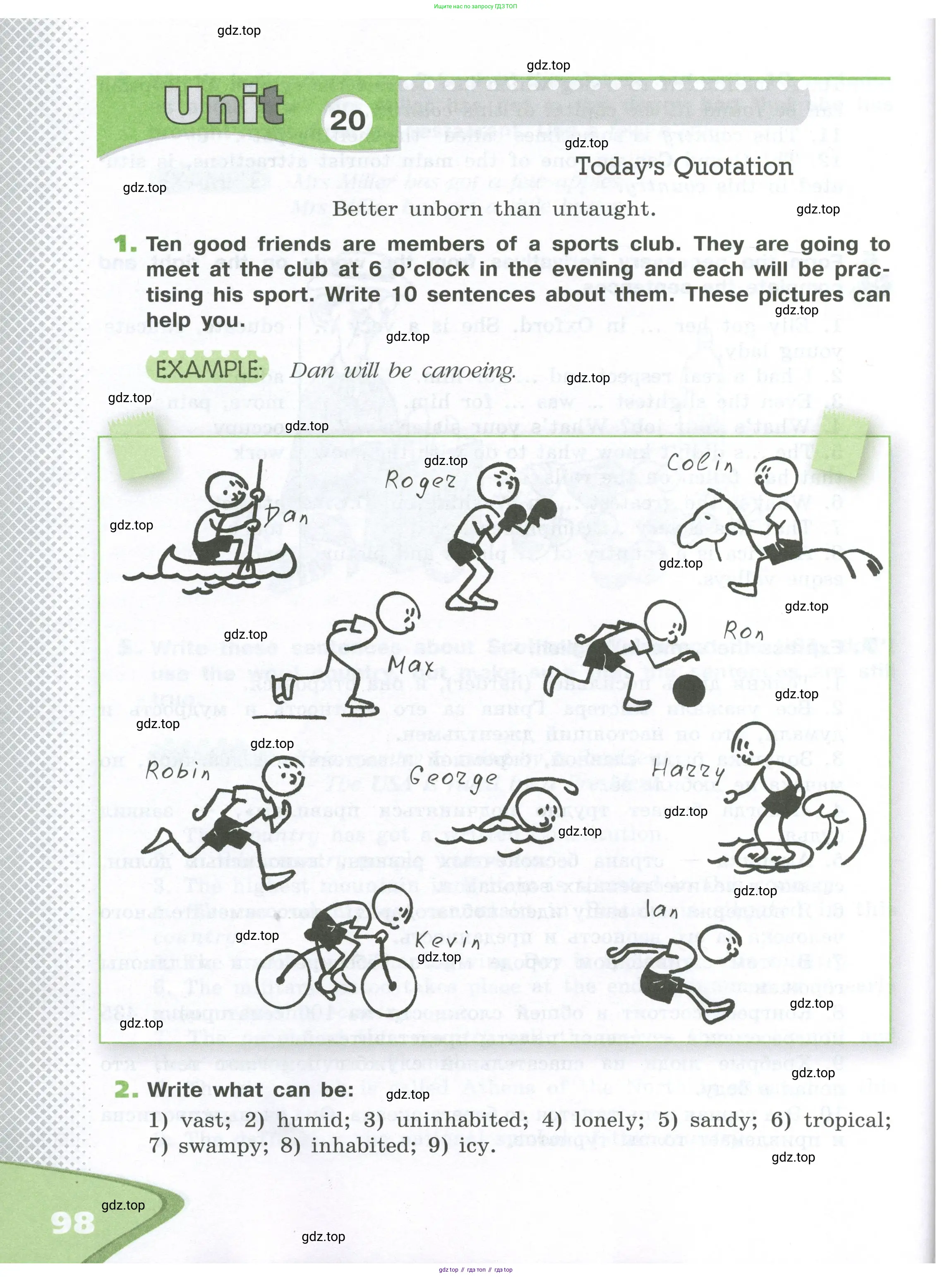 Английский язык (english), 6 класс рабочая тетрадь (activity book), авторы: Афанасьева Ольга Васильевна (Afanasyeva Olga), Михеева Ирина Владимировна (Mikheeva Irina), издательство Просвещение, Москва, 2023, зелёного цвета, страница 98