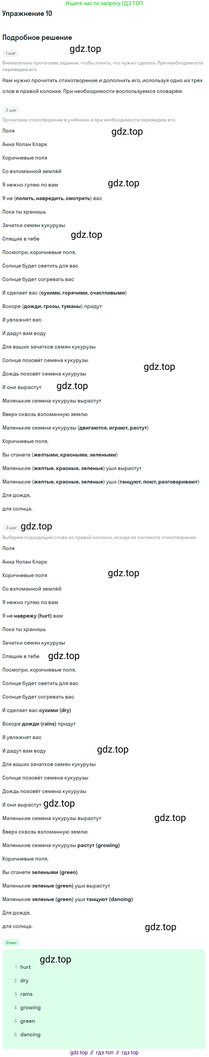 ГДЗ Английский язык (english), 6 класс рабочая тетрадь (activity book), авторы: Афанасьева Ольга Васильевна (Afanasyeva Olga), Михеева Ирина Владимировна (Mikheeva Irina), издательство Просвещение, Москва, 2023, зелёного цвета, страница 22, номер 10, Решение 2