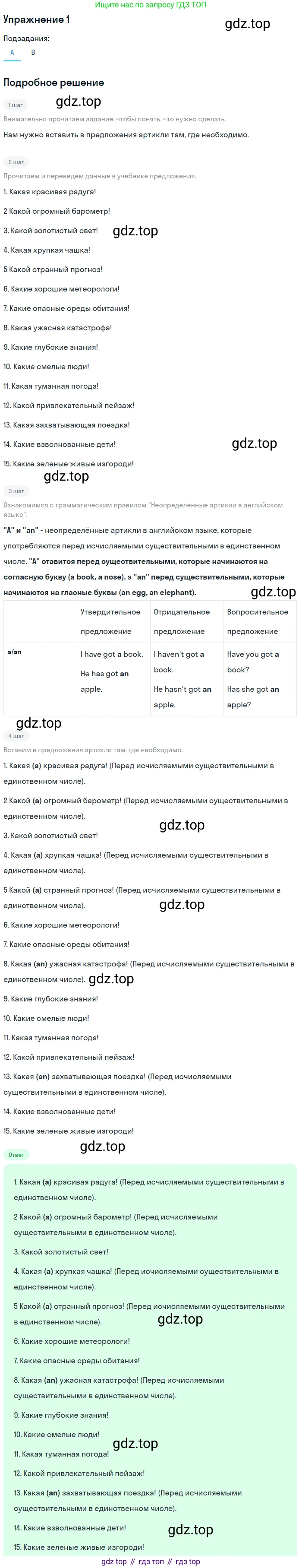 ГДЗ Английский язык (english), 6 класс рабочая тетрадь (activity book), авторы: Афанасьева Ольга Васильевна (Afanasyeva Olga), Михеева Ирина Владимировна (Mikheeva Irina), издательство Просвещение, Москва, 2023, зелёного цвета, страница 42, номер 1, Решение 2