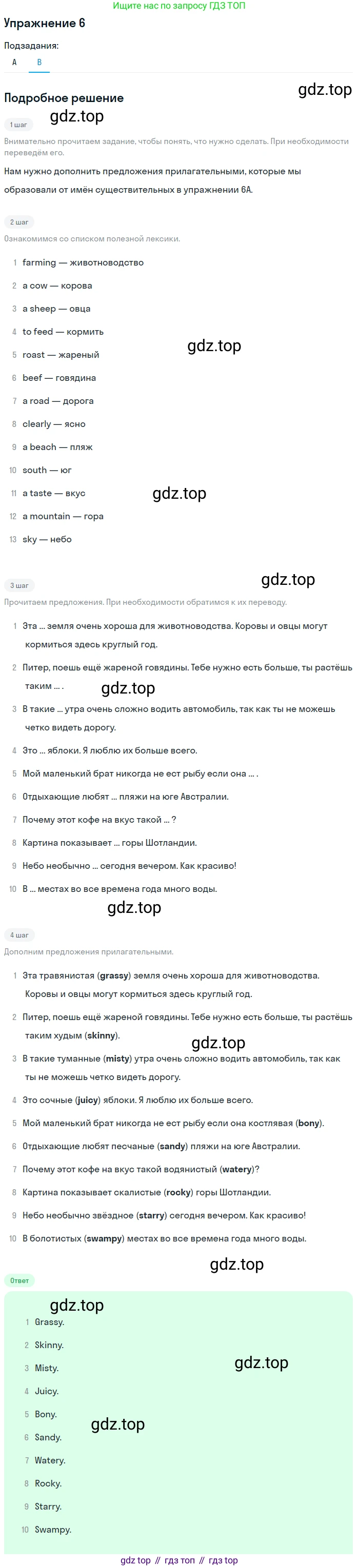 ГДЗ Английский язык (english), 6 класс рабочая тетрадь (activity book), авторы: Афанасьева Ольга Васильевна (Afanasyeva Olga), Михеева Ирина Владимировна (Mikheeva Irina), издательство Просвещение, Москва, 2023, зелёного цвета, страница 100, номер 6, Решение 2 (продолжение 2)