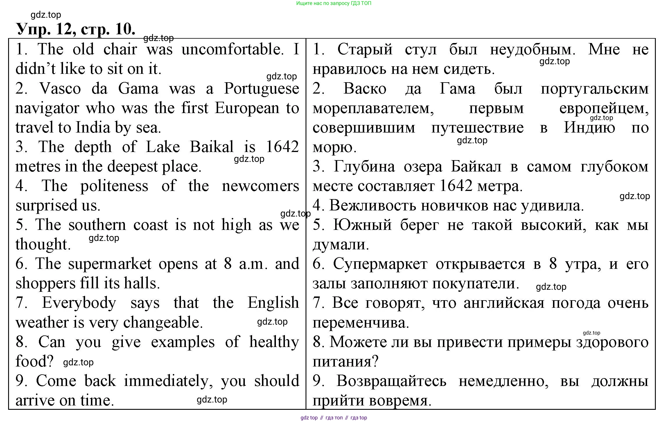 ГДЗ Английский язык (english), 6 класс Тренировочные упражнения для подготовки к ОГЭ (exam practice), авторы: Афанасьева Ольга Васильевна (Afanasyeva Olga), Михеева Ирина Владимировна (Mikheeva Irina), Баранова Ксения Михайловна (Baranova Ksenia), Пушинина Ирина Владимировна, издательство Просвещение, Москва, 2023, зелёного цвета, страница 10, номер 12, Решение