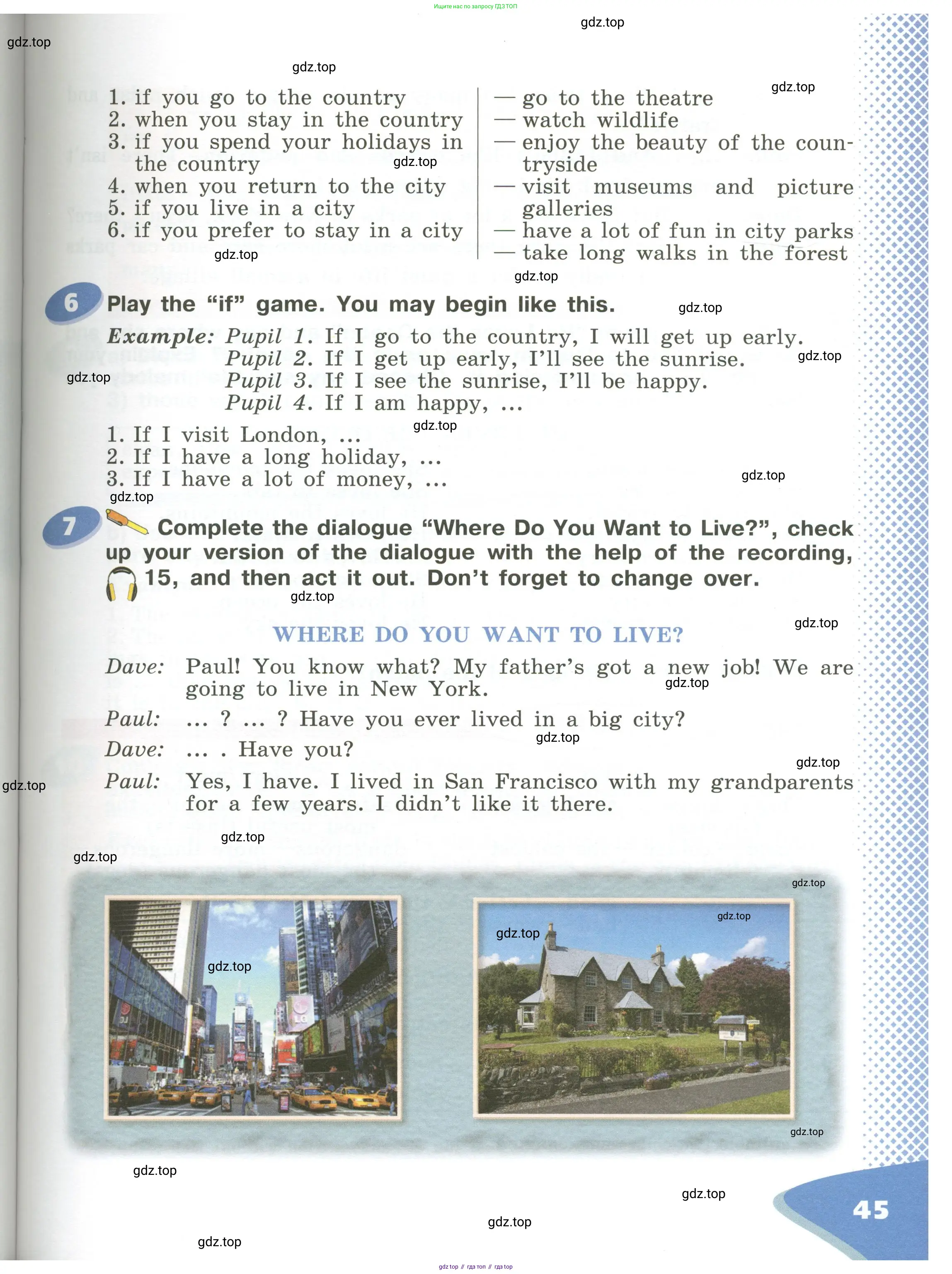 Английский язык (english), 6 класс Учебник (Student's book), авторы: Афанасьева Ольга Васильевна (Afanasyeva Olga), Михеева Ирина Владимировна (Mikheeva Irina), издательство Просвещение, Москва, зелёного цвета, Часть ( Part) 1, страница 45
