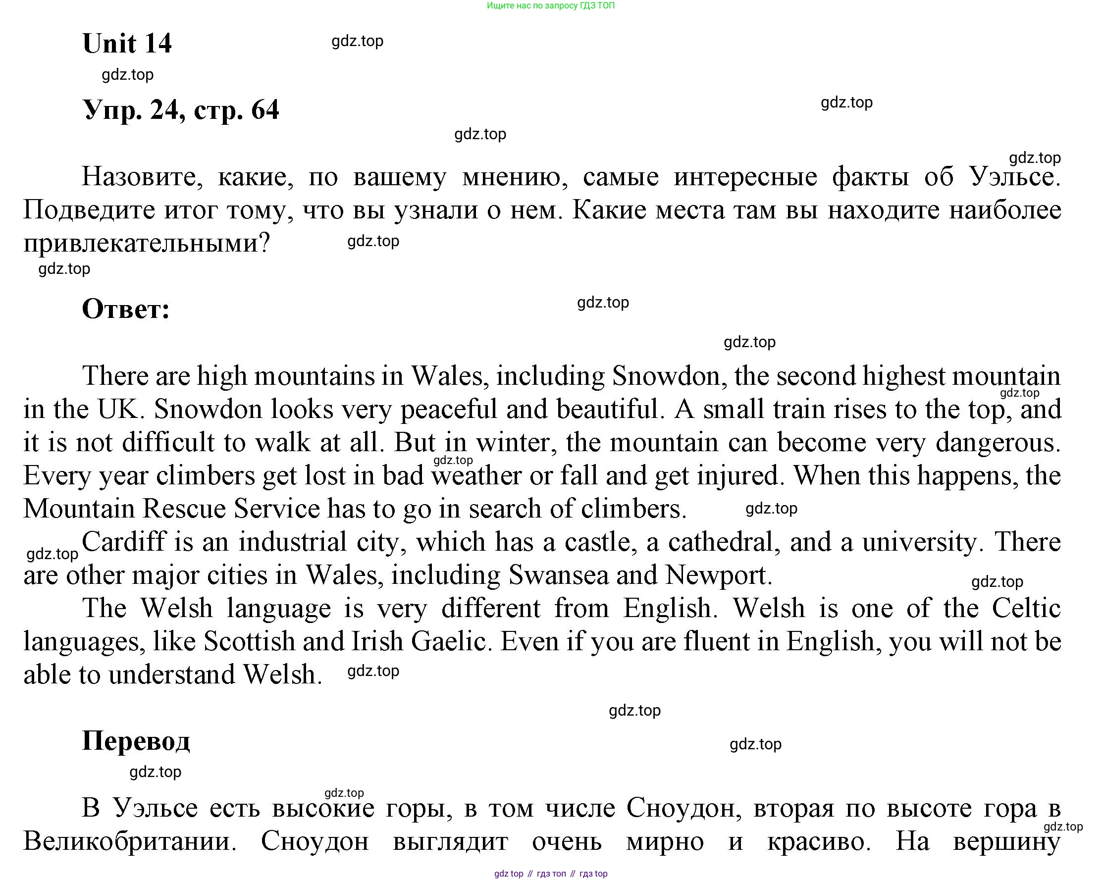 ГДЗ Английский язык (english), 6 класс Учебник (Student's book), авторы: Афанасьева Ольга Васильевна (Afanasyeva Olga), Михеева Ирина Владимировна (Mikheeva Irina), издательство Просвещение, Москва, зелёного цвета, Часть ( Part) 2, страница 64, номер 24, Решение