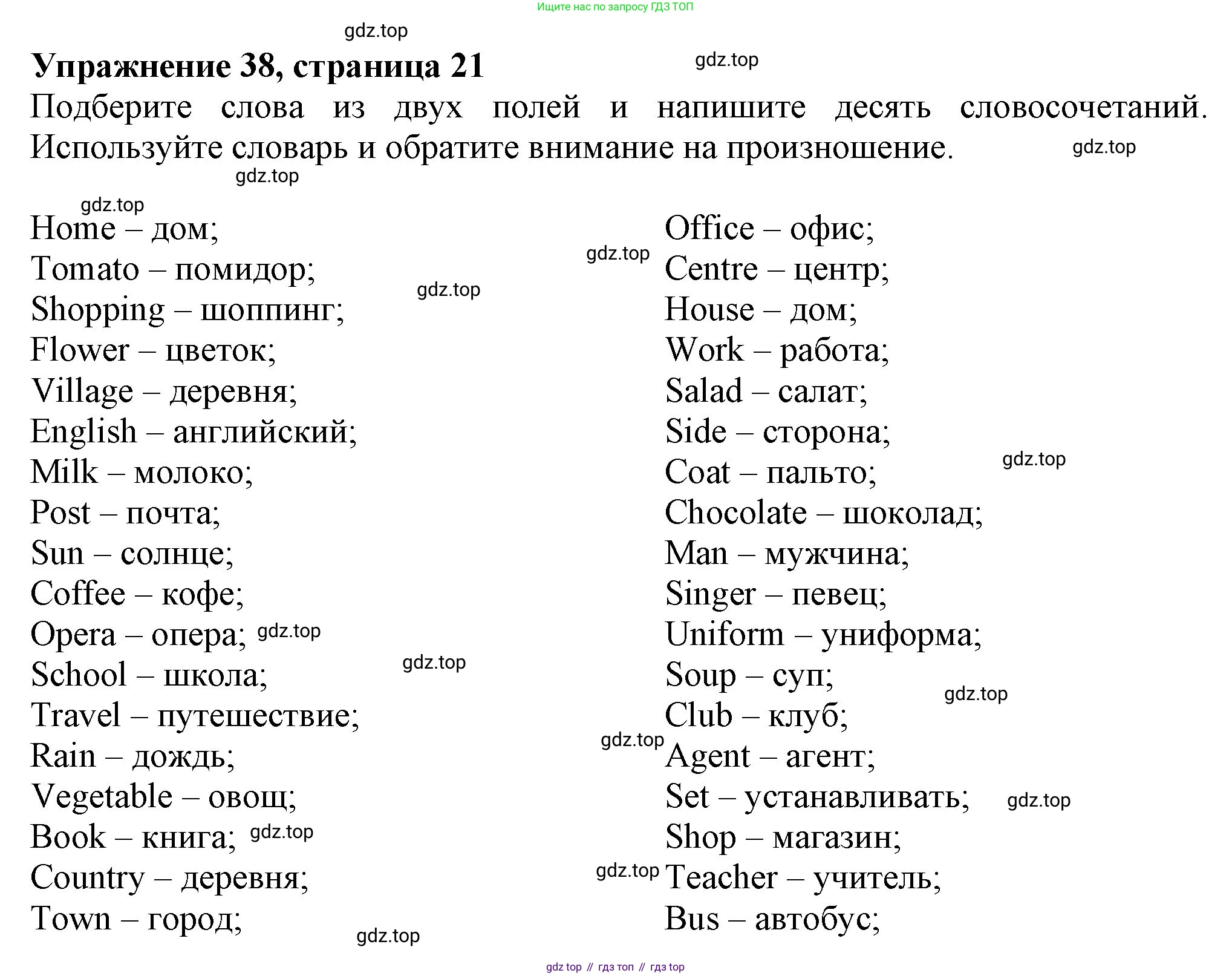 ГДЗ Английский язык (english), 6 класс рабочая тетрадь с контрольными работами (workbook + tests), авторы: Биболетова Мерем Забатовна, Денисенко Ольга Анатольевна, Трубанева Наталия Николаевна, издательство Просвещение, Москва, 2023, страница 21, номер 38, Решение