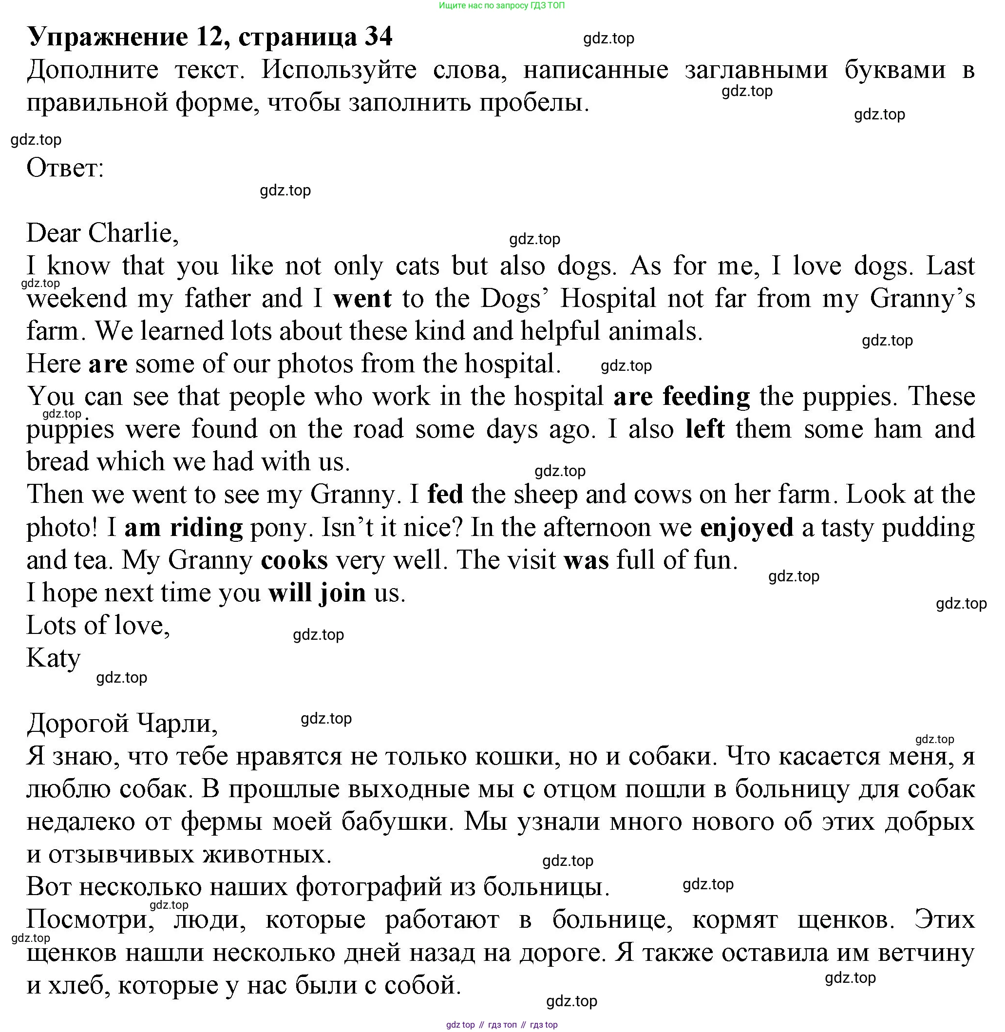 ГДЗ Английский язык (english), 6 класс рабочая тетрадь с контрольными работами (workbook + tests), авторы: Биболетова Мерем Забатовна, Денисенко Ольга Анатольевна, Трубанева Наталия Николаевна, издательство Просвещение, Москва, 2023, страница 34, номер 12, Решение