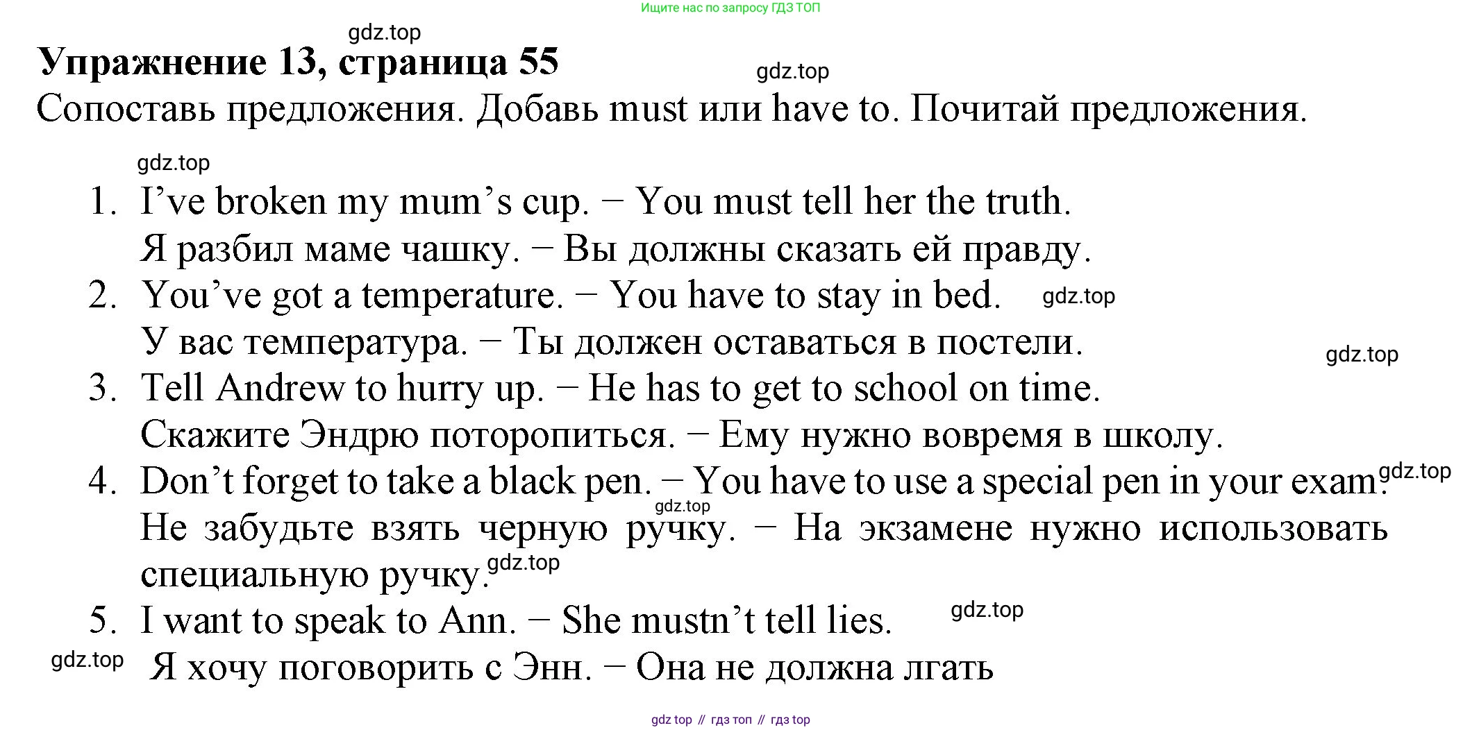ГДЗ Английский язык (english), 6 класс Учебник (Student's book), авторы: Биболетова Мерем Забатовна, Денисенко Ольга Анатольевна, Трубанева Наталия Николаевна, издательство Просвещение, Москва, 2023, страница 55, номер 13, Решение