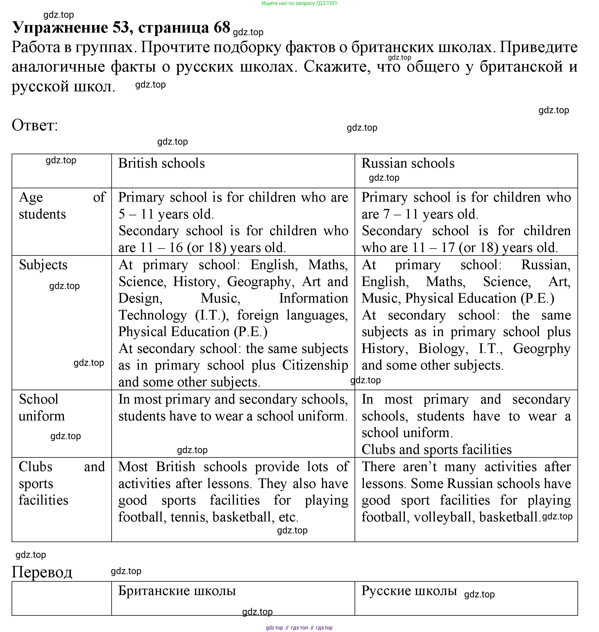 ГДЗ Английский язык (english), 6 класс Учебник (Student's book), авторы: Биболетова Мерем Забатовна, Денисенко Ольга Анатольевна, Трубанева Наталия Николаевна, издательство Просвещение, Москва, 2023, страница 68, номер 53, Решение